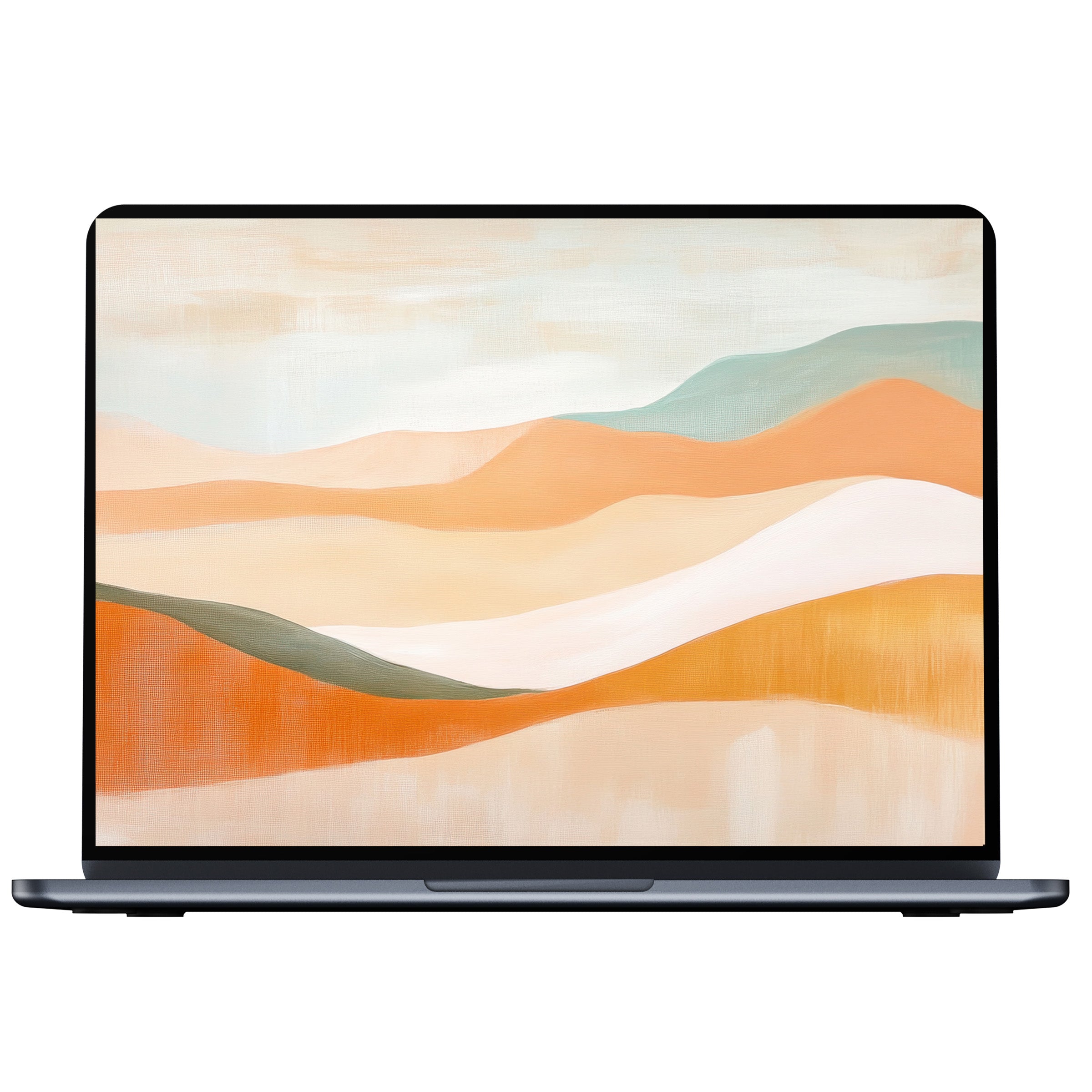 Boho desktop wallpaper digital download featuring serene pastel waves in an abstract style for PC and laptop tranquility