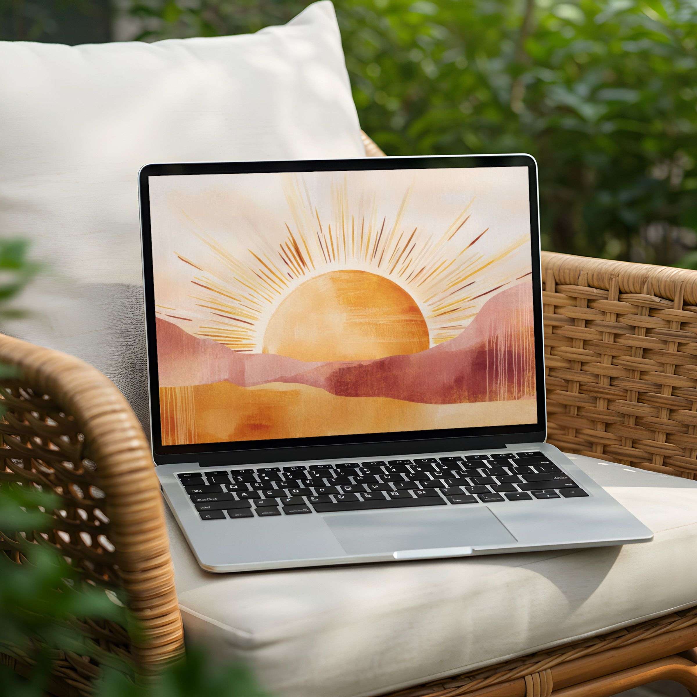 Calm and elegant abstract sunrise desktop background for PC and Laptop instant download for mindfulness and inspiration