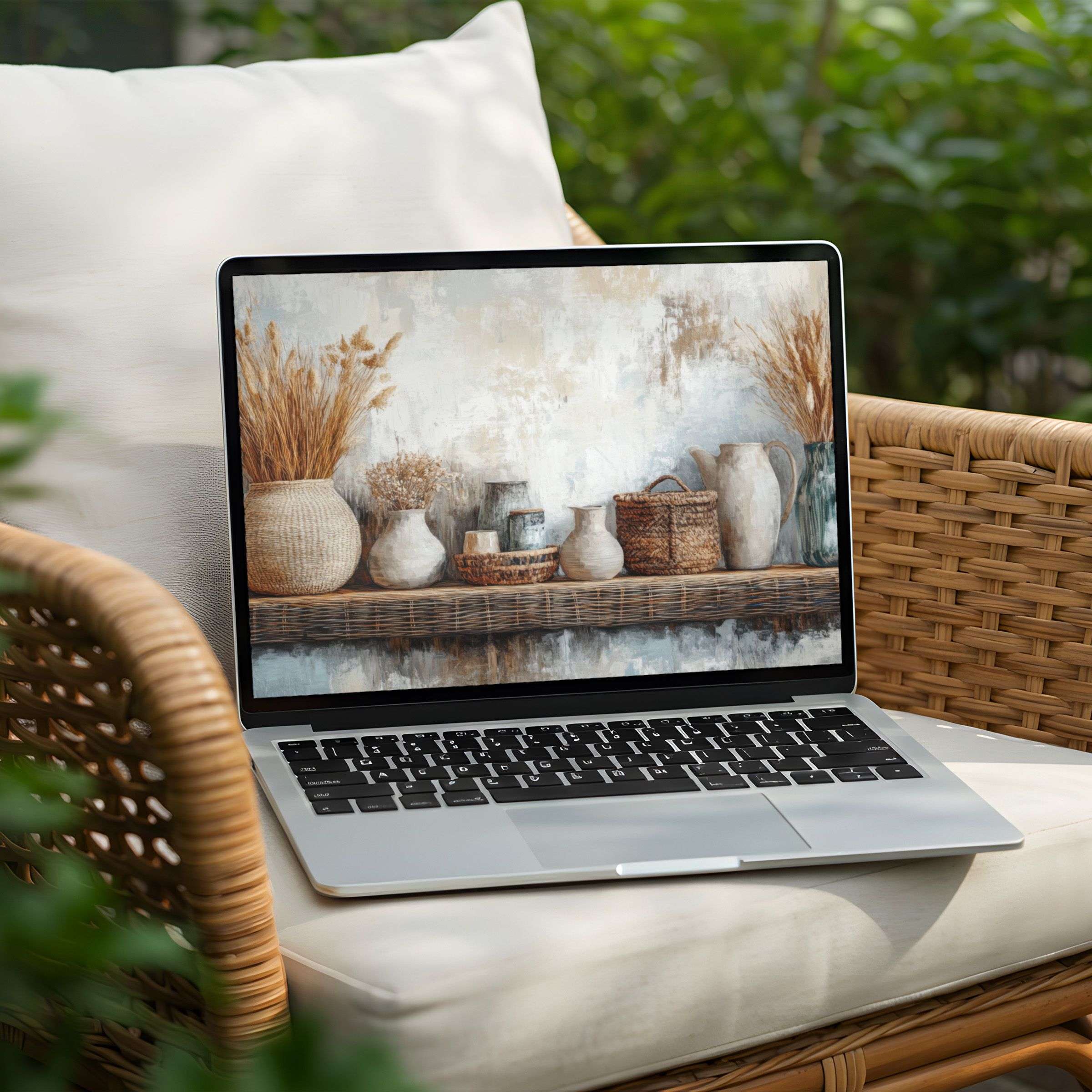 Elegant digital art desktop background for PC and Laptop instant download inspiring calm with neutral tones and textures