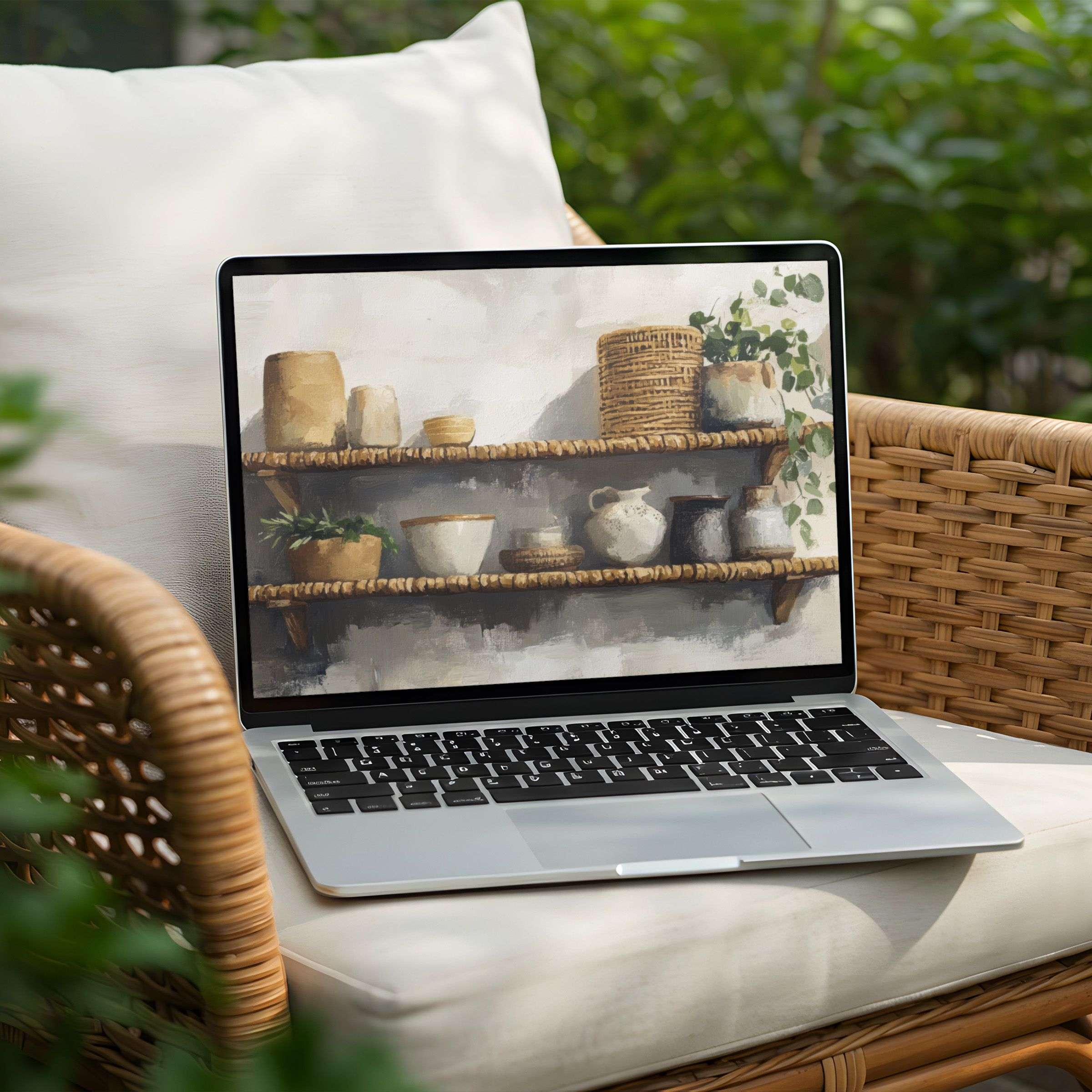 Serene artistic desktop background for PC or Laptop instant download featuring earthy tones and calming natural textures for inspiration