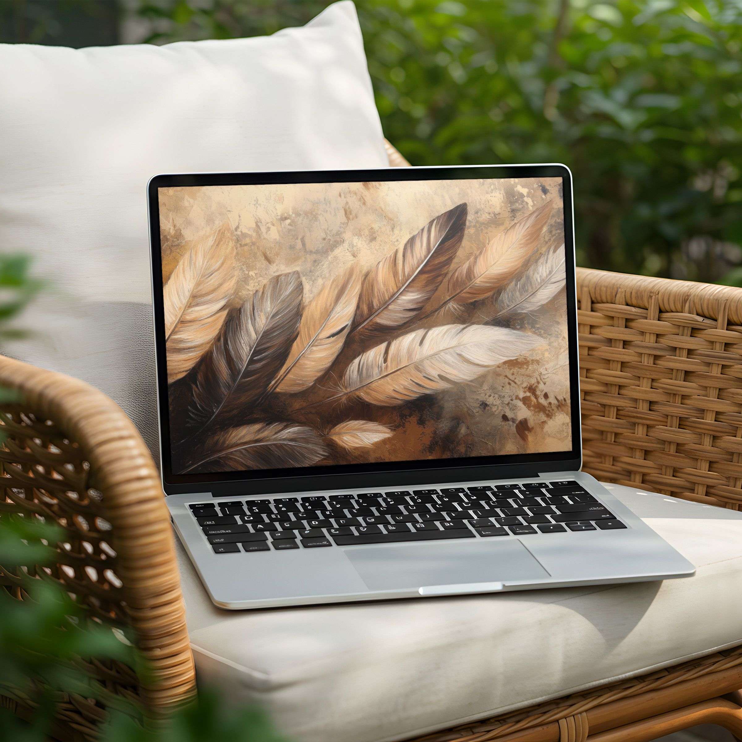 Elegant feather-inspired desktop background for PC or Laptop instant download offers calm and inspired digital art experience