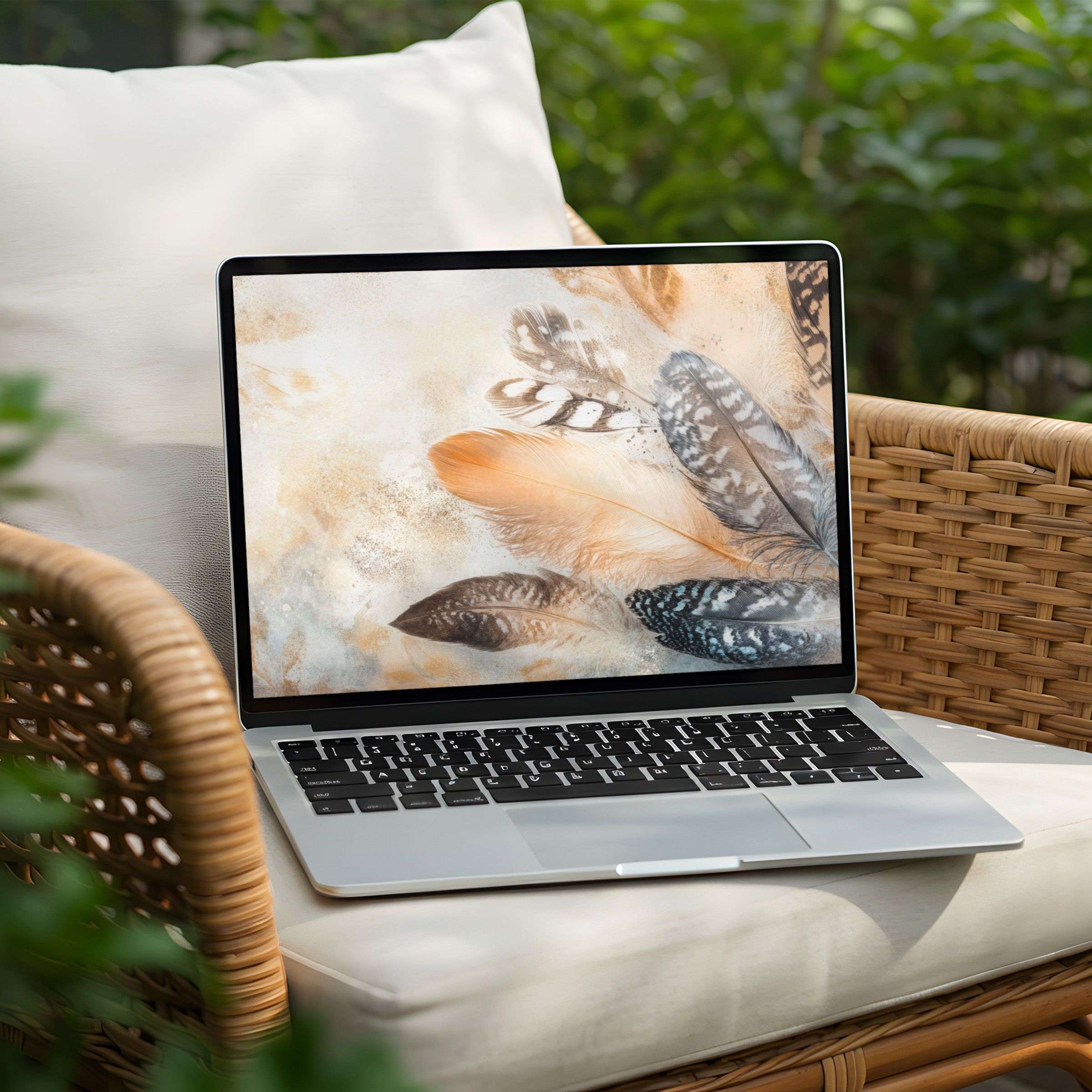Elevate your PC or Laptop with an artistic feather-themed desktop background as an instant download for calm elegance and inspiration