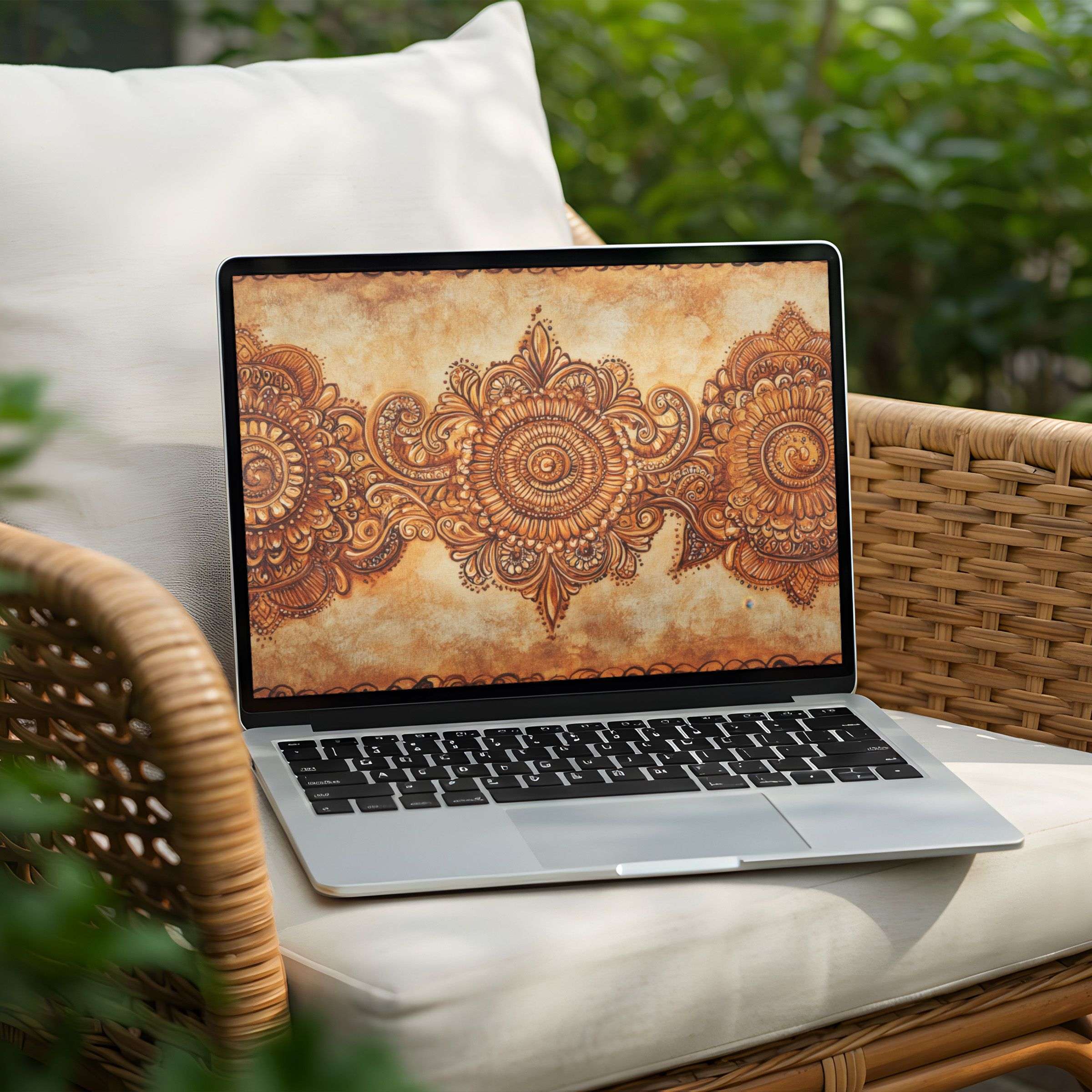 Elegant mandala desktop background for PC or Laptop, offering instant download to inspire calm and beauty in digital spaces
