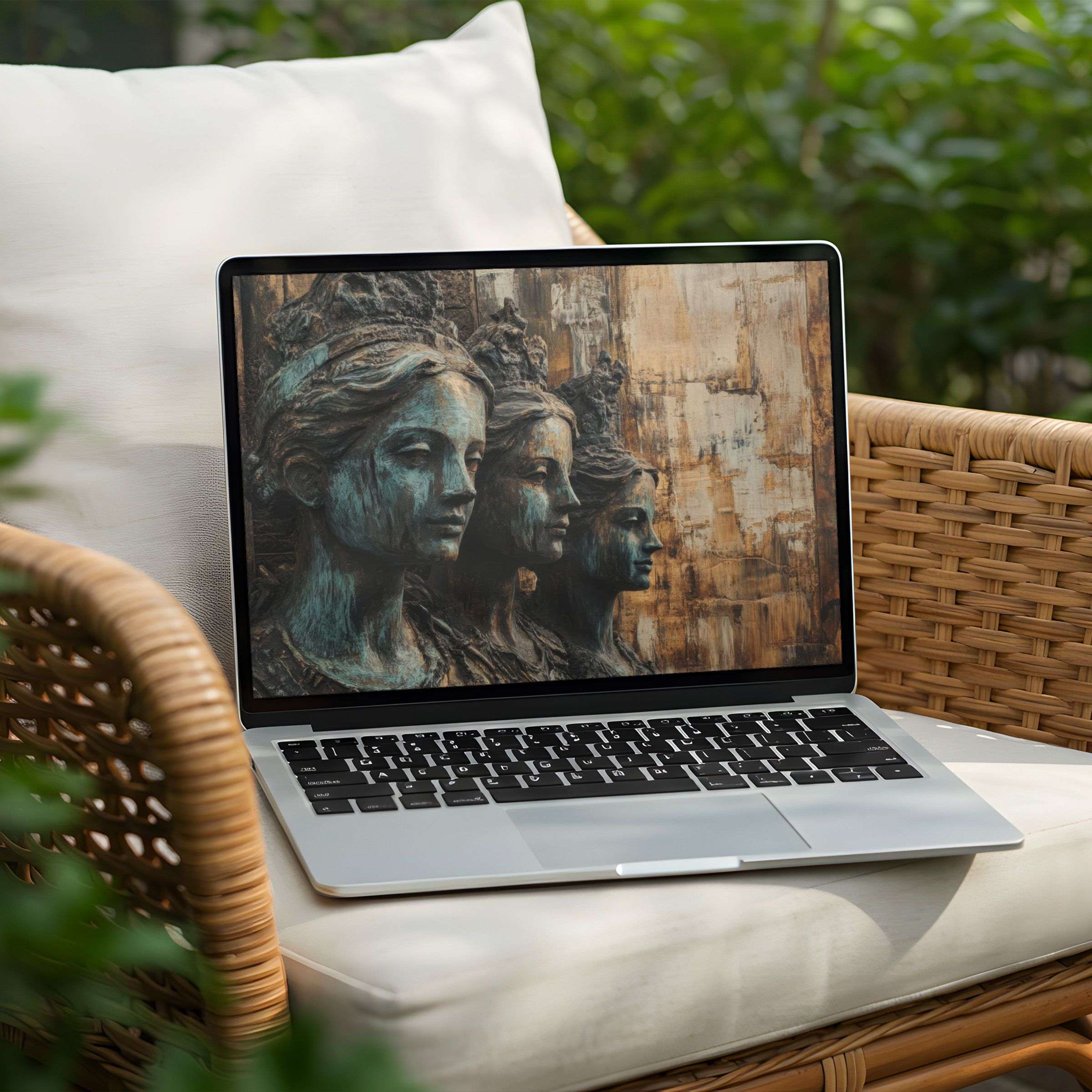 Elegant sculpture art desktop background for PC or Laptop brings calm inspiration with instant download for mindful design lovers