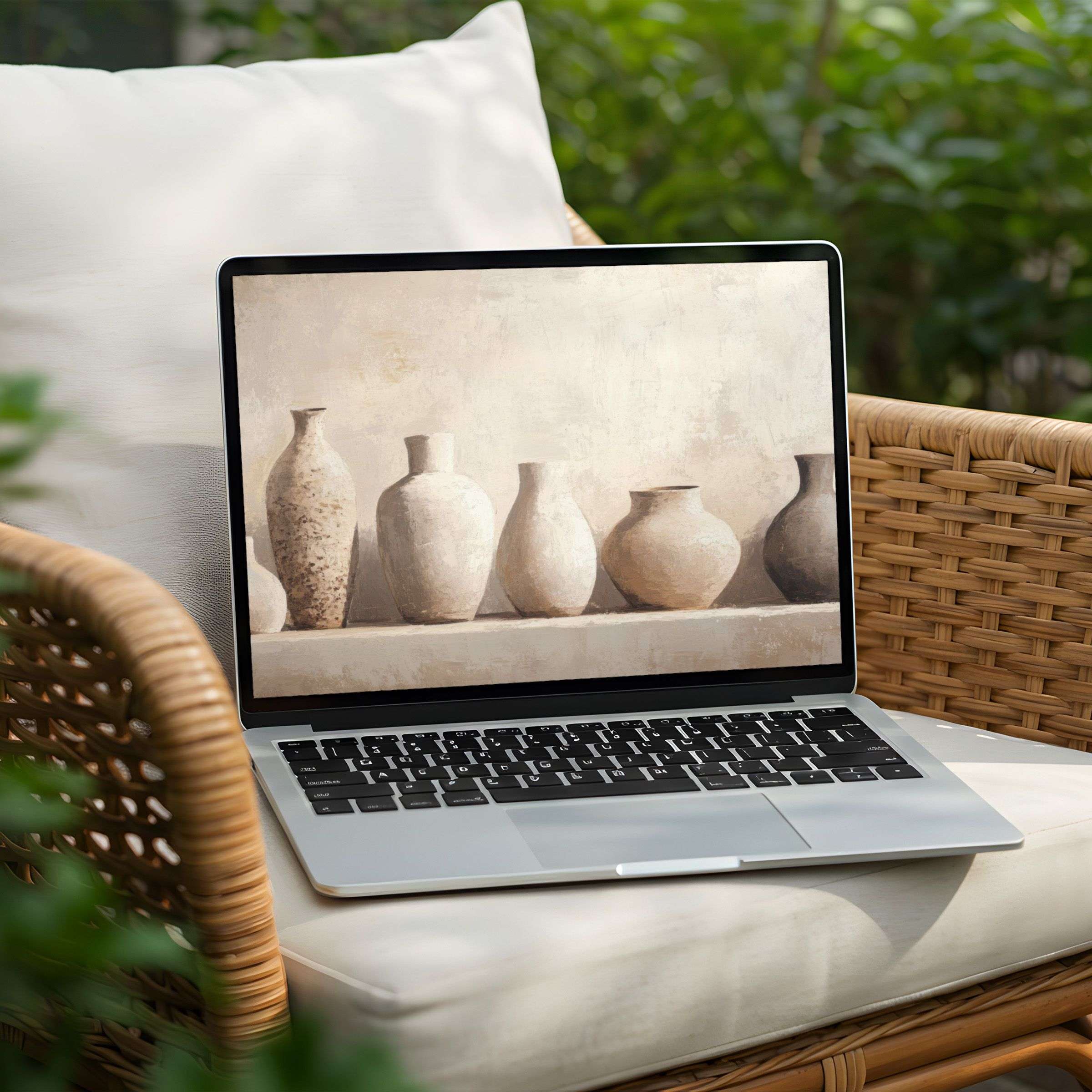 Calming ceramic art desktop background for PC and Laptop available for instant download inspiring mindful elegance and sustainability