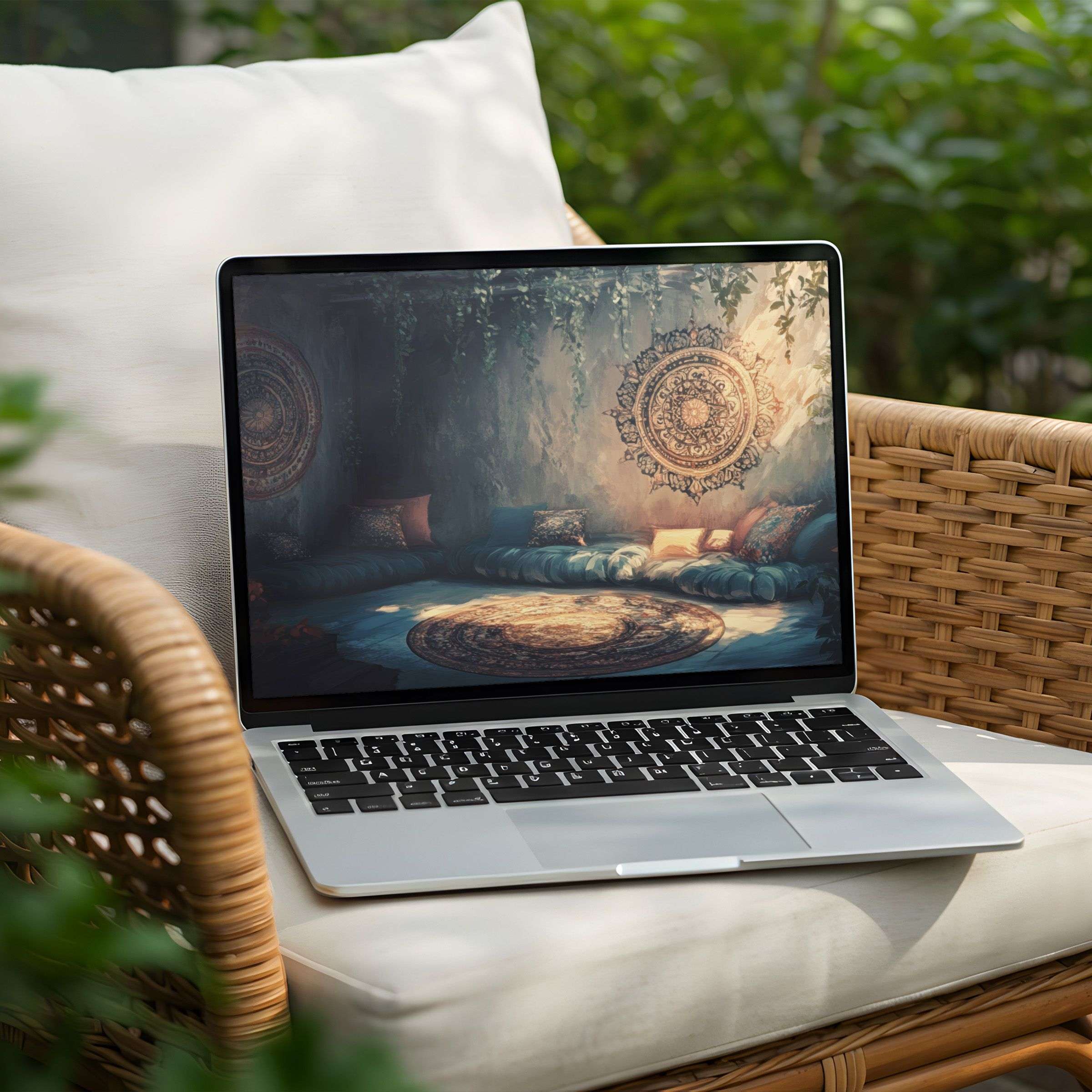 Elegant boho desktop background for PC or Laptop instant download to inspire calm and mindfulness with artful textures