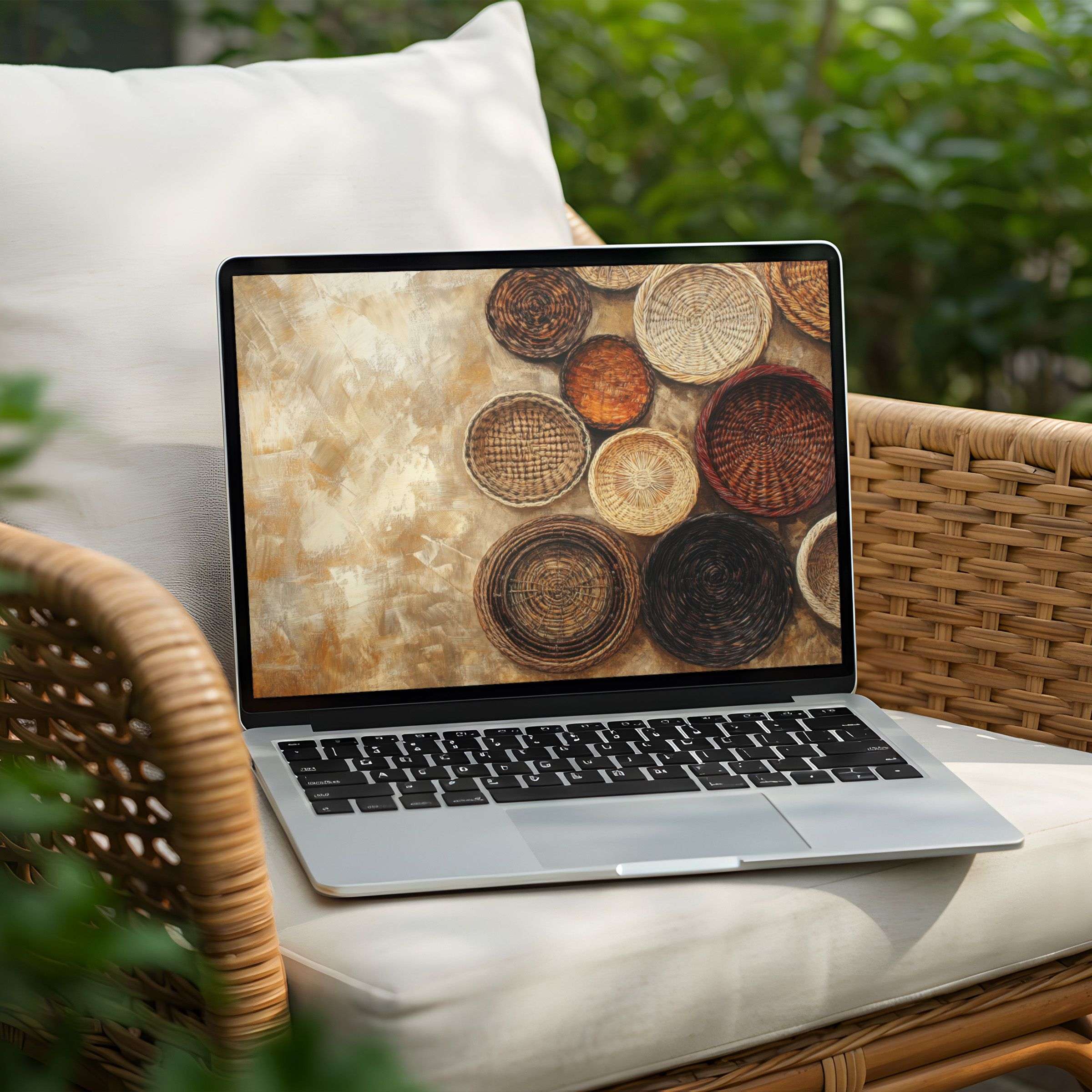 Elegant woven basket pattern desktop background for instant download on your PC or Laptop brings calm and mindful inspiration