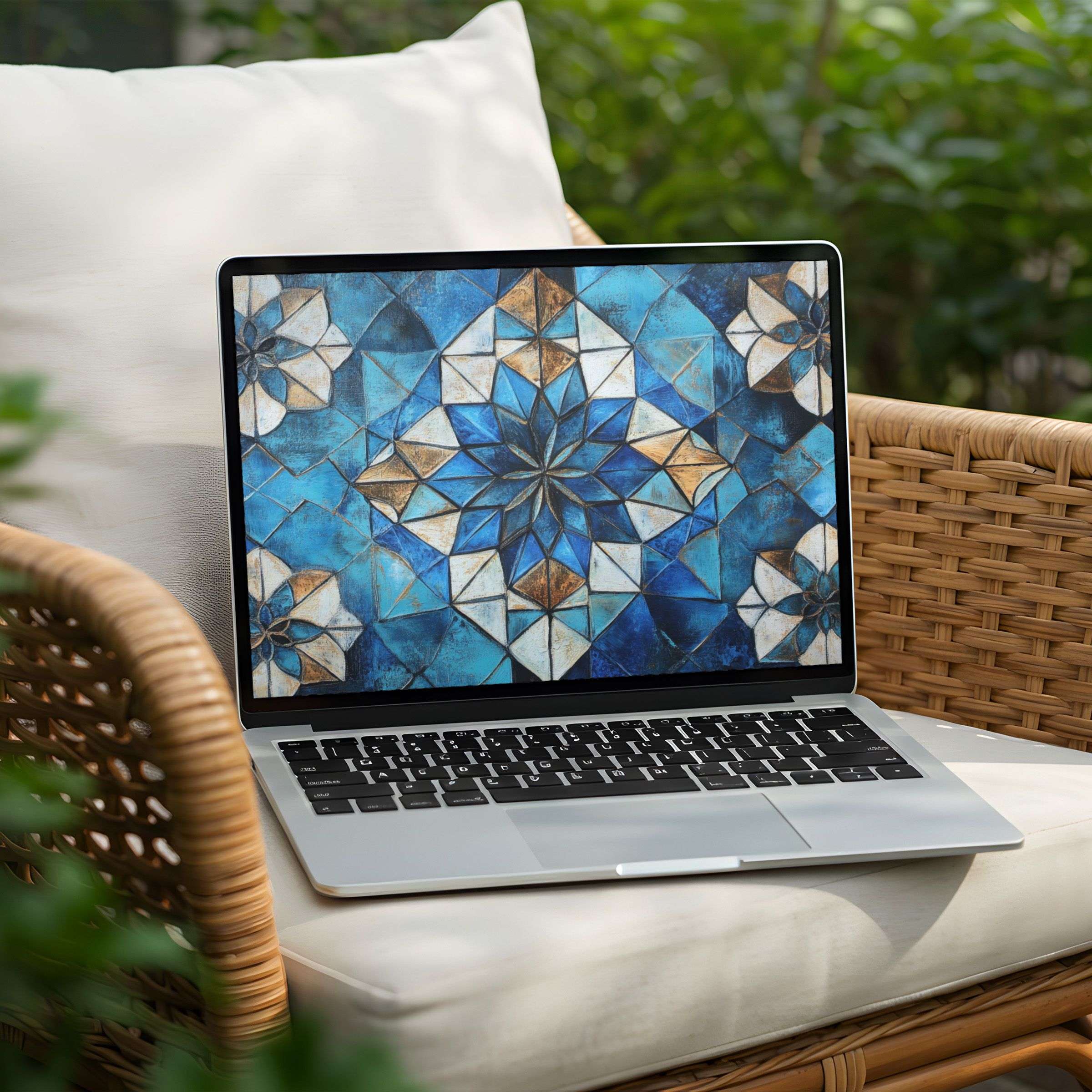 Elegant geometric design in blue tones for PC and Laptop desktop background instant download to inspire calm and mindfulness