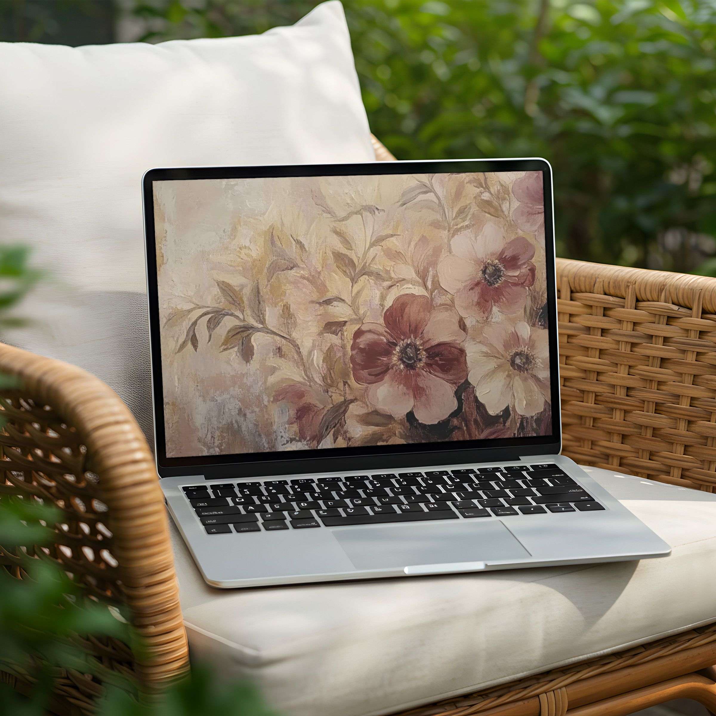 Elegant floral desktop background for PC and Laptop instant download to inspire calm and mindfulness in your digital workspace