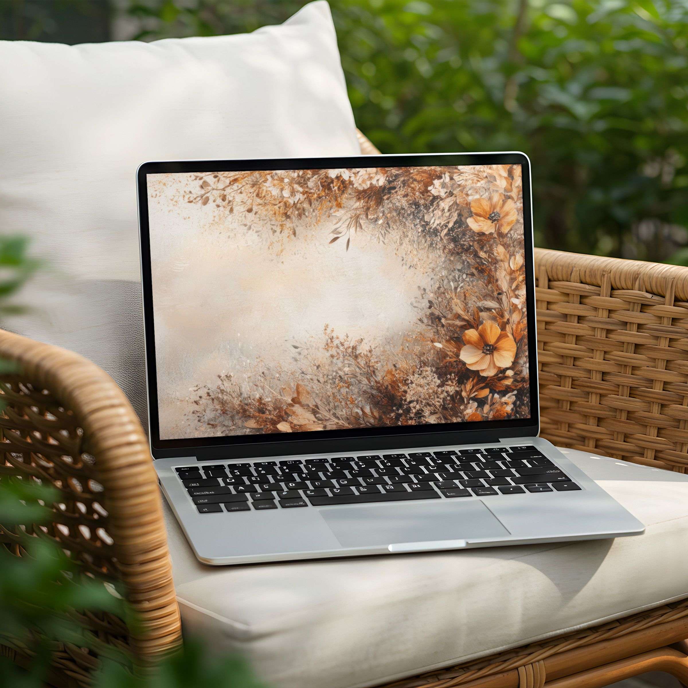 Elegant floral desktop background for PC or Laptop, offering instant download for a calming, inspiring digital art experience