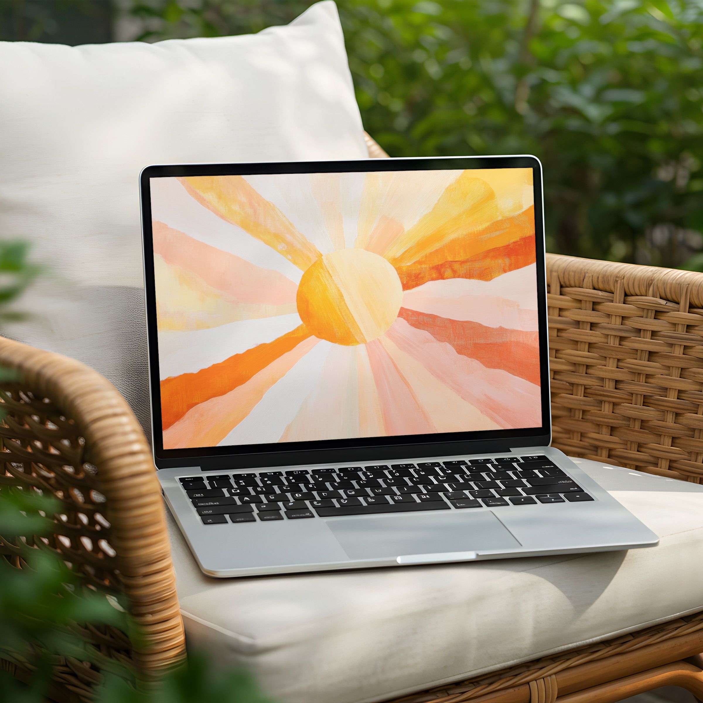 Vibrant sun art desktop background for PC or Laptop brings elegant calm and inspiration to your space with instant download