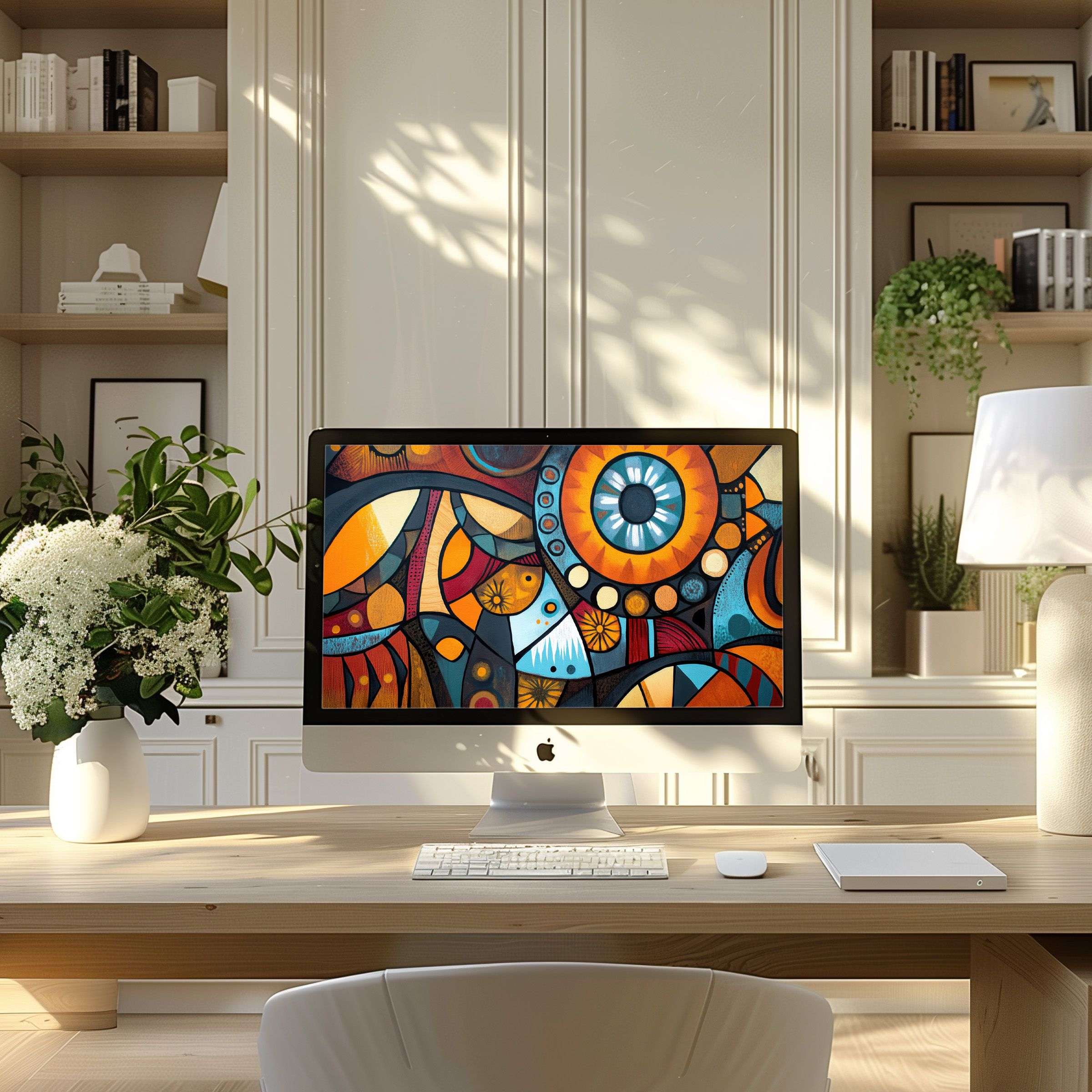 Stunning abstract artwork as wallpaper for computer elevates your PC or laptop setup offering calm elegance and endless inspiration