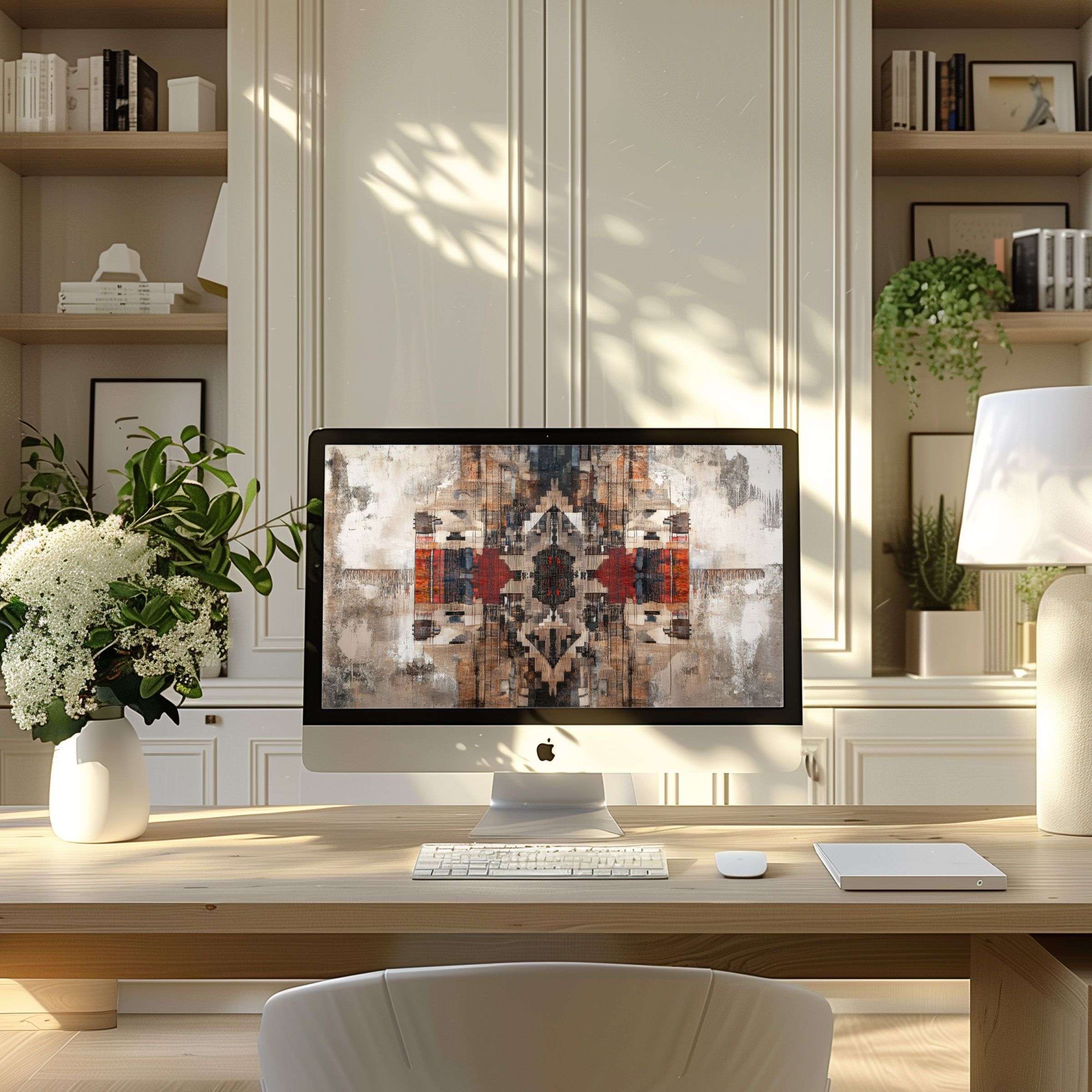 Inspire elegance with this abstract wallpaper for computer featuring warm tones, perfect for your PC or laptop in a modern office space