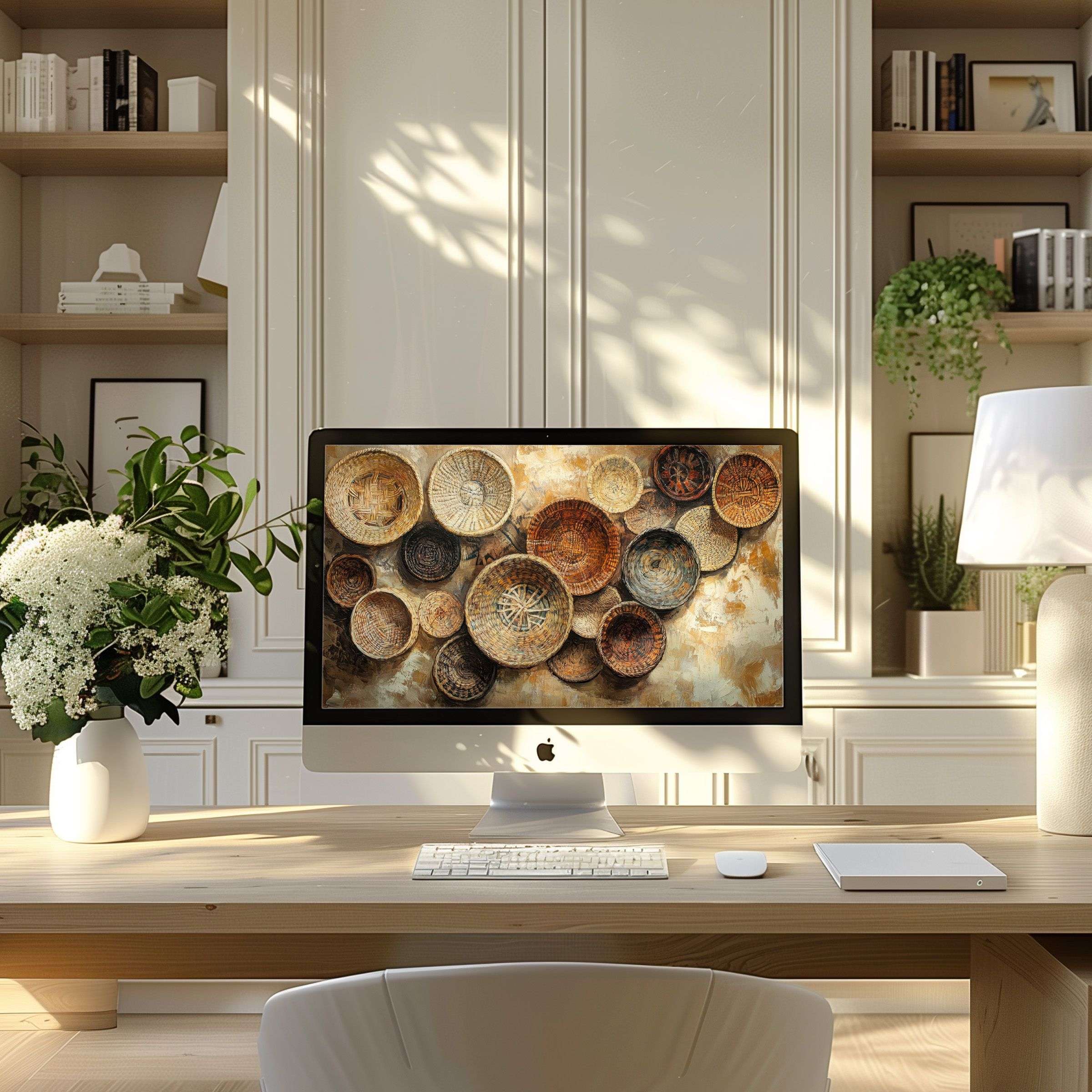 Elegant neutral-toned digital art wallpaper for computer elevates any modern PC or laptop setup inspiring calm and aesthetics