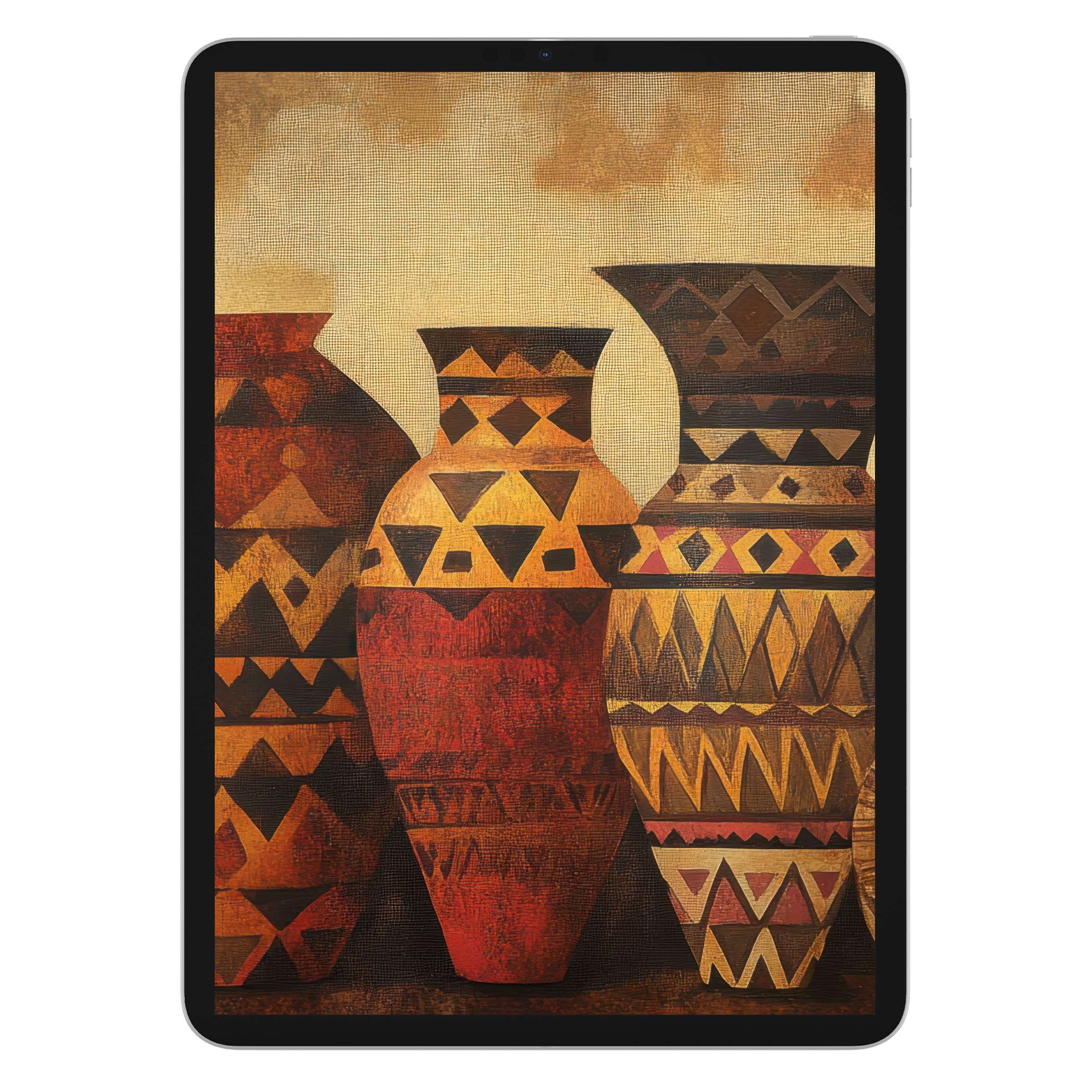 Boho iPad wallpaper featuring warm earthy tones and tribal patterns for an inspiring tablet background digital download