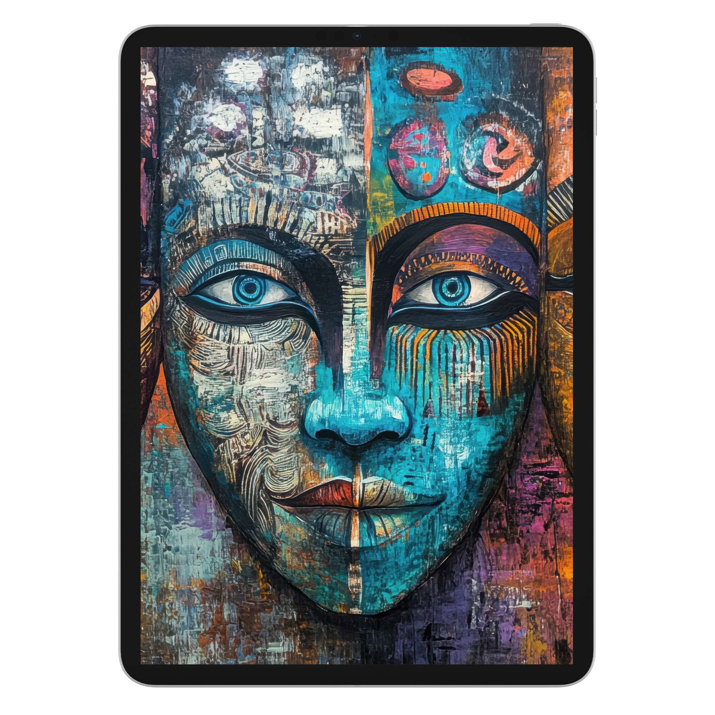 Vibrant boho iPad wallpaper with rich textures and bold colors, perfect digital download for tablet background sophistication