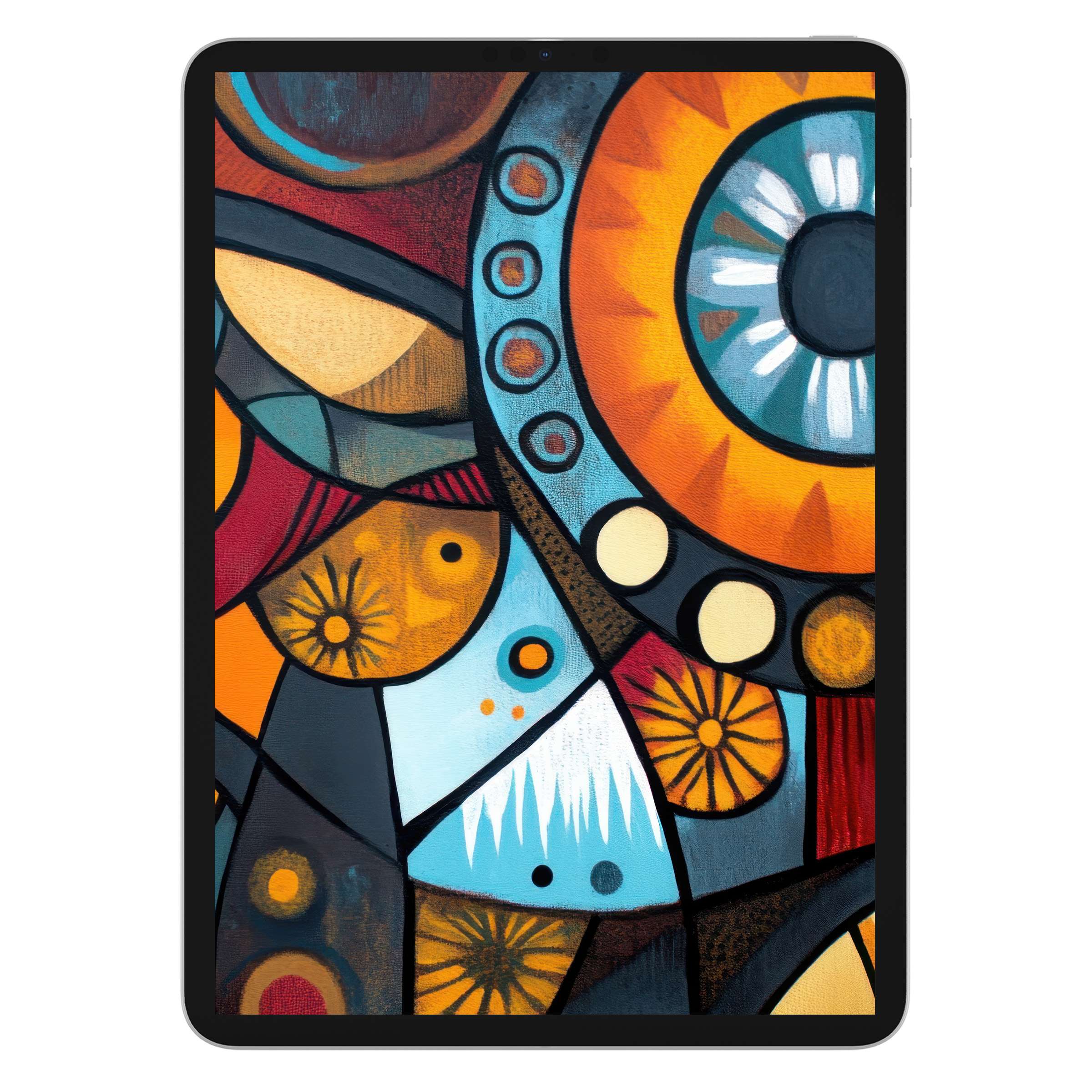 Vibrant boho iPad wallpaper with geometric patterns creates an inspiring digital download background for any tablet experience