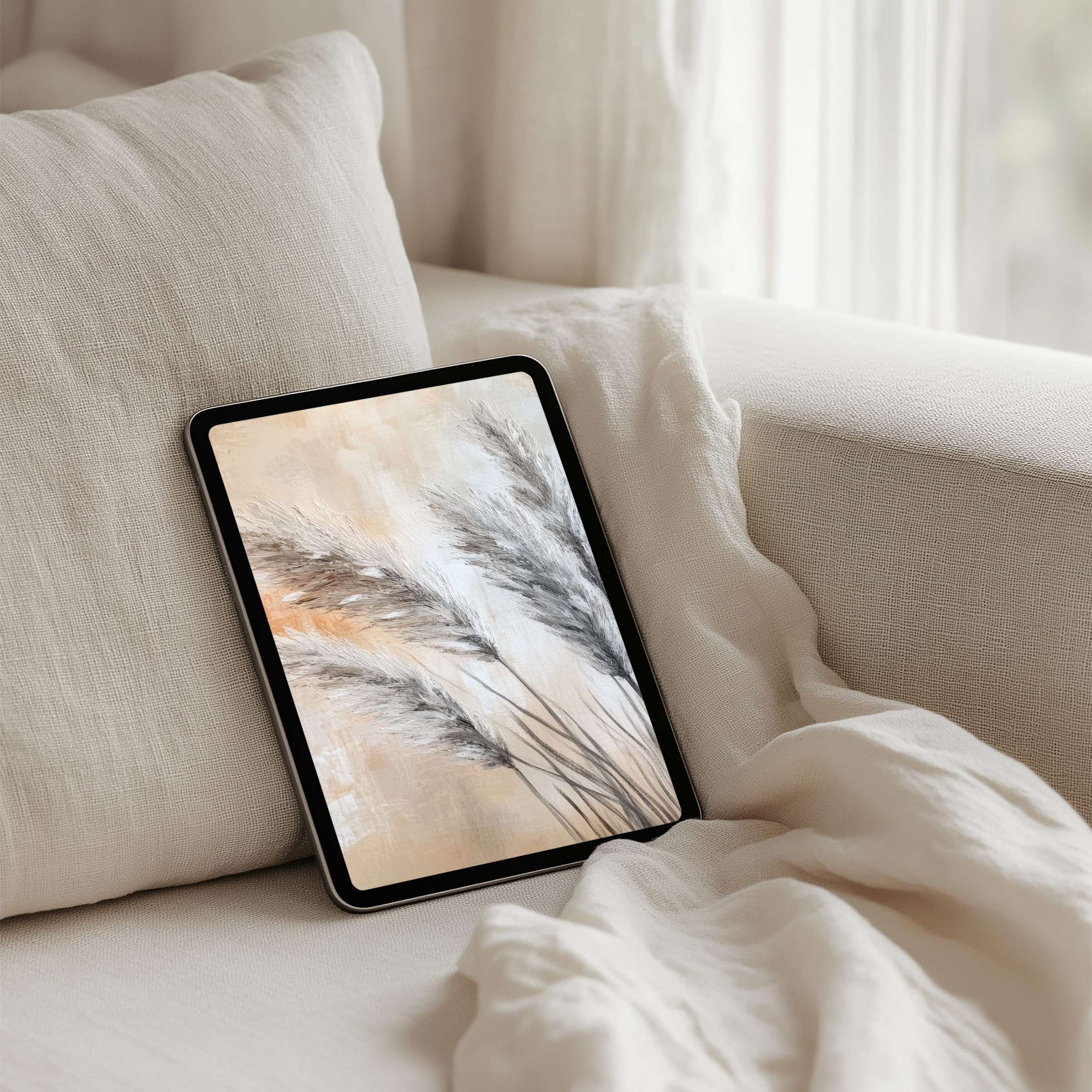Calm elegance of muted neutral hues in nature-inspired iPad background for instant download on any tablet transforming spaces