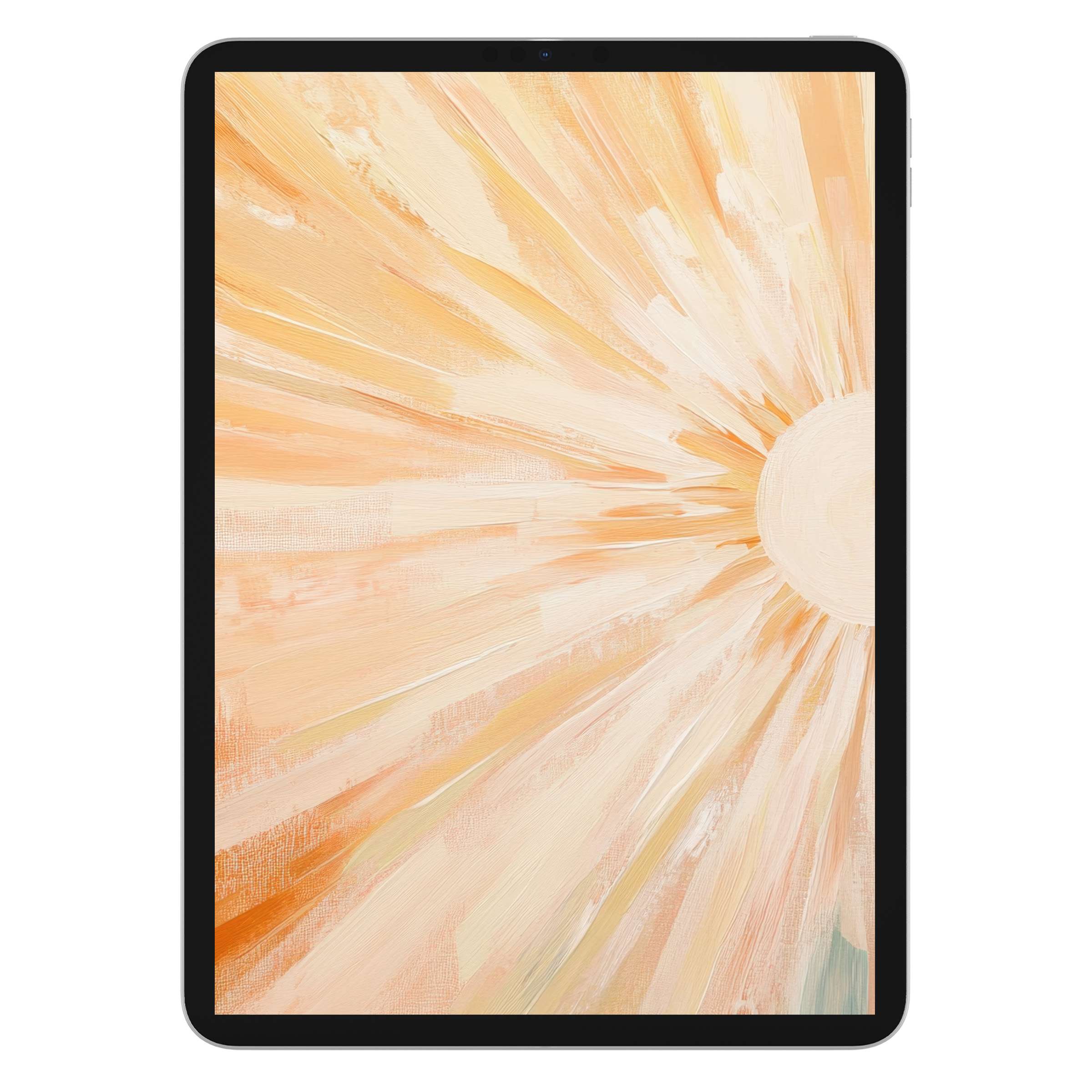 Warm, sunburst boho iPad wallpaper offers an inspiring digital download for a serene tablet background on all devices