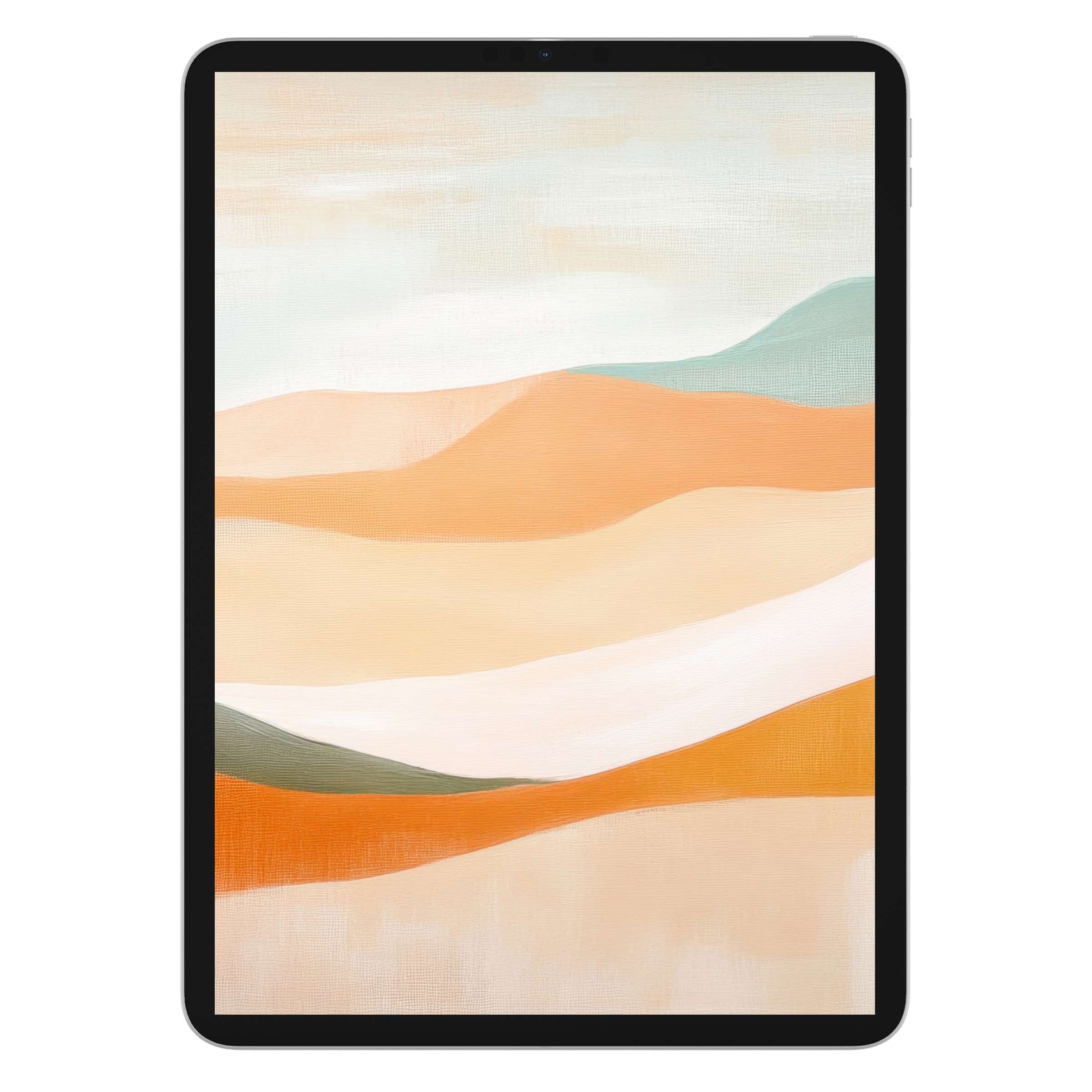 Elegant boho iPad wallpaper digital download with soothing earth tones and abstract waves, ideal tablet background for calm aesthetics