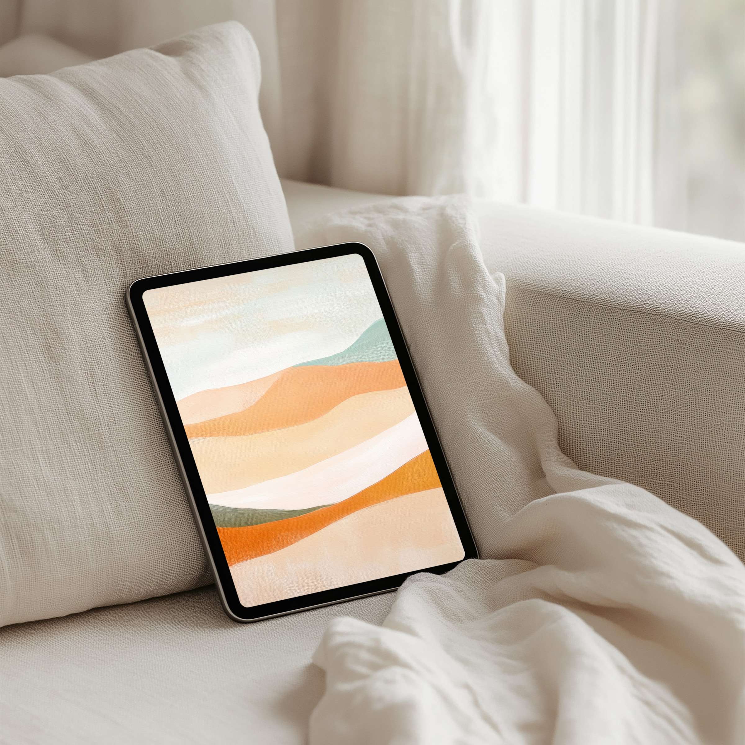 Elevate your iPad background with serene abstract waves, perfect for Samsung and Android tablets, available for instant download