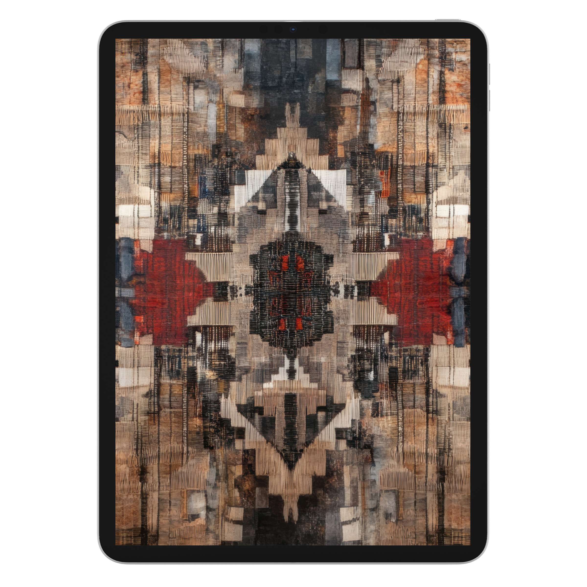 Boho iPad wallpaper with earthy tones and geometric patterns for an elegant digital download tablet background suitable for all devices