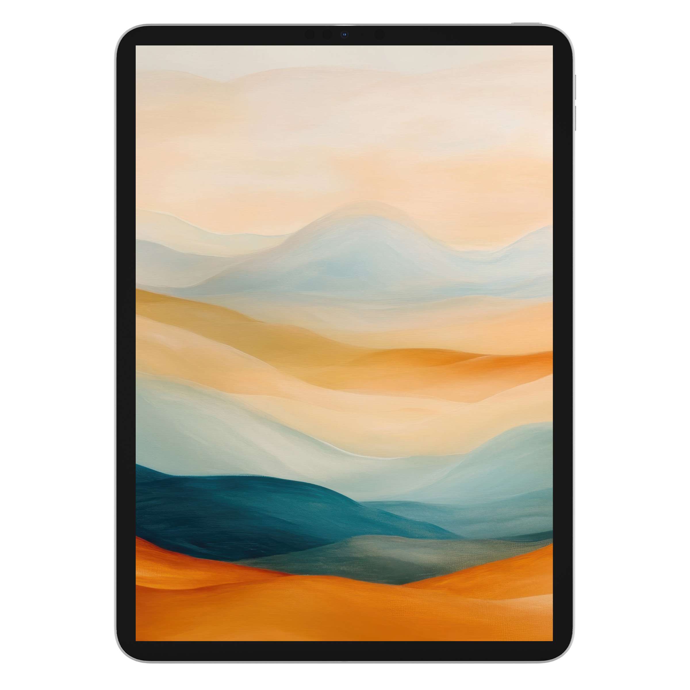 Elegant boho iPad wallpaper featuring serene earthy tones and abstract mountains perfect for tablet background digital download tranquility