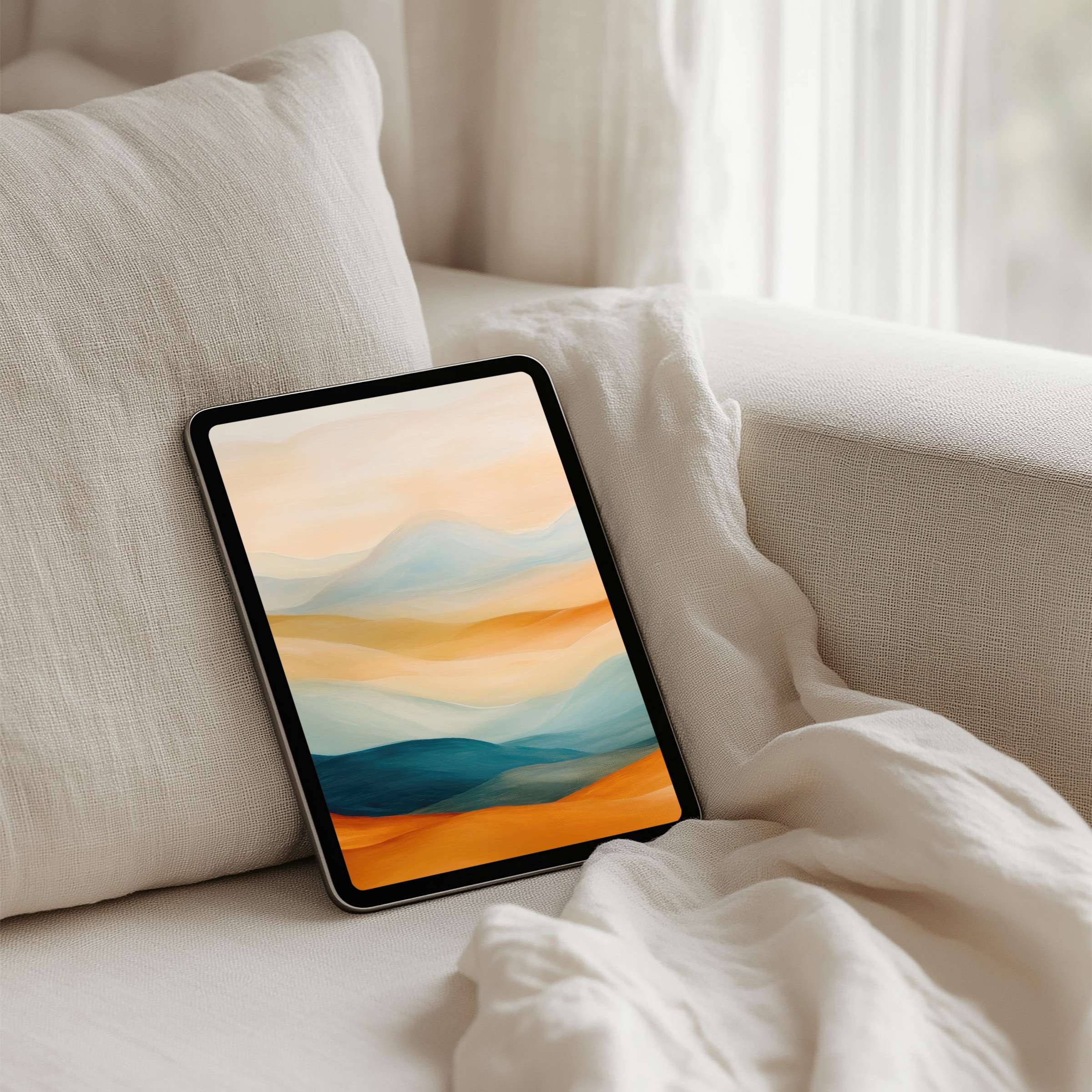 Serene abstract iPad background with soft earthy tones for instant download ideal for tablet users seeking calm and elegance