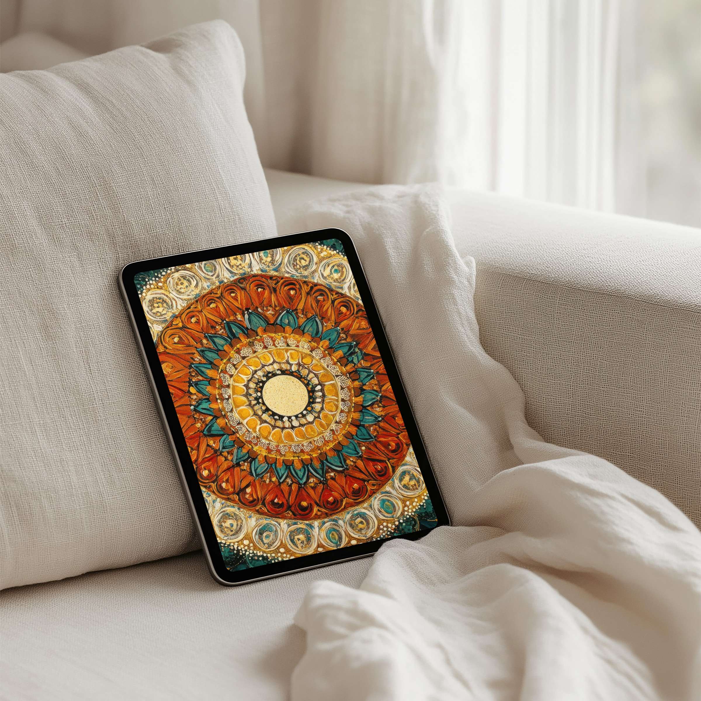 Elegant mandala art iPad background offering calm inspiration for your tablet available as an instant download for mindfulness
