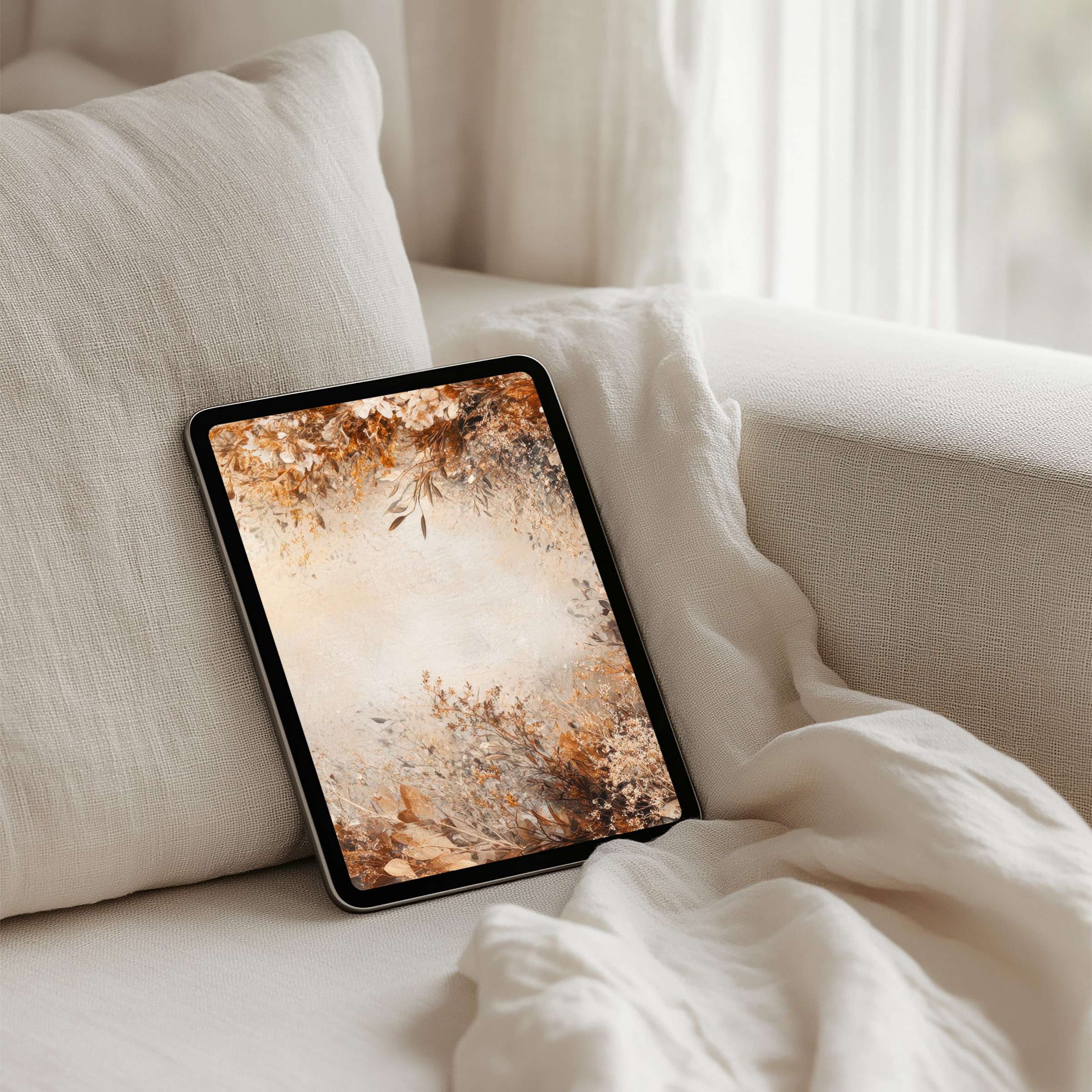 Elegant autumnal iPad background offering calm and inspiration for your tablet instant download for design-conscious minimalism