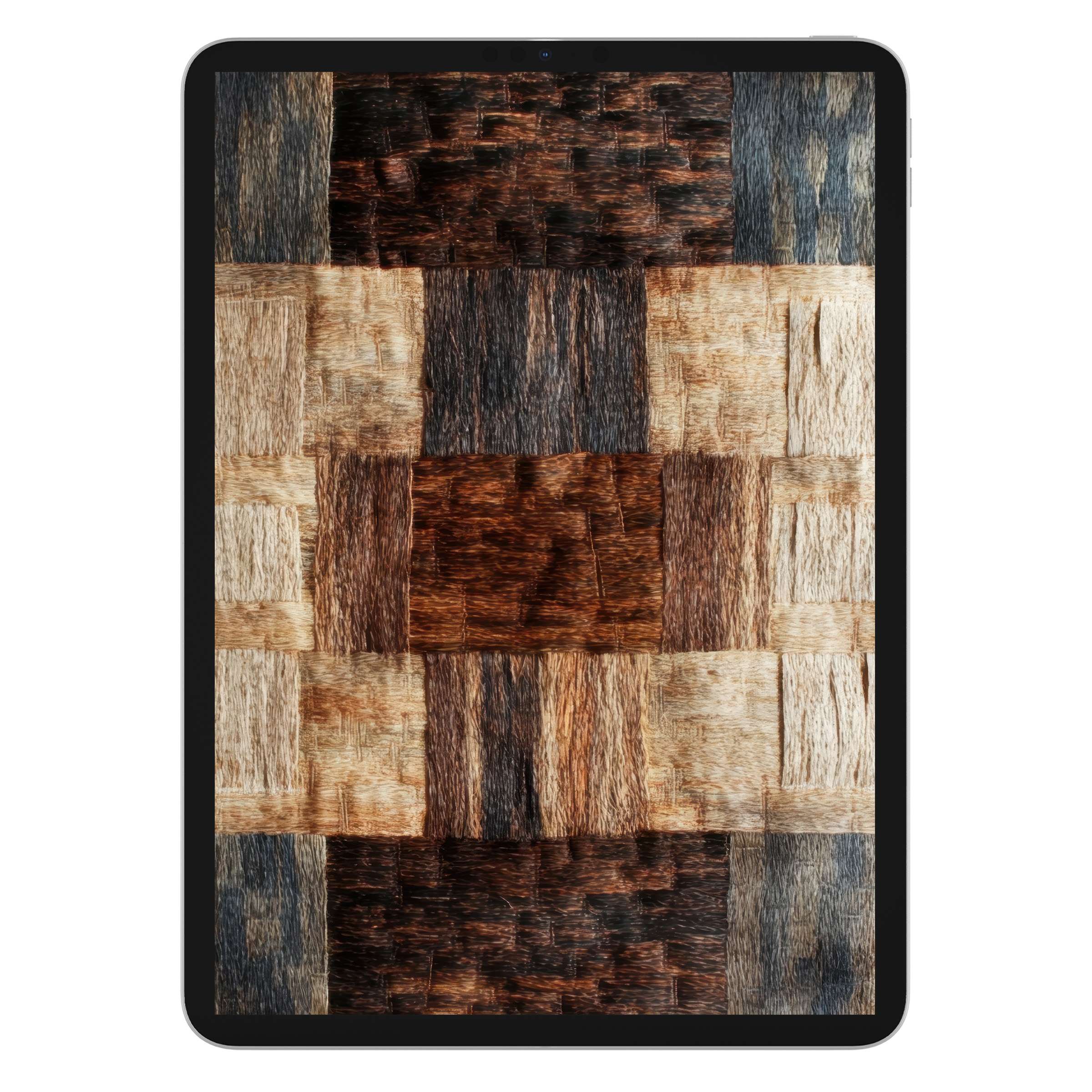 Warm and textured boho iPad wallpaper with natural wood pattern digital download, perfect background for elegant tablets and cozy aesthetics