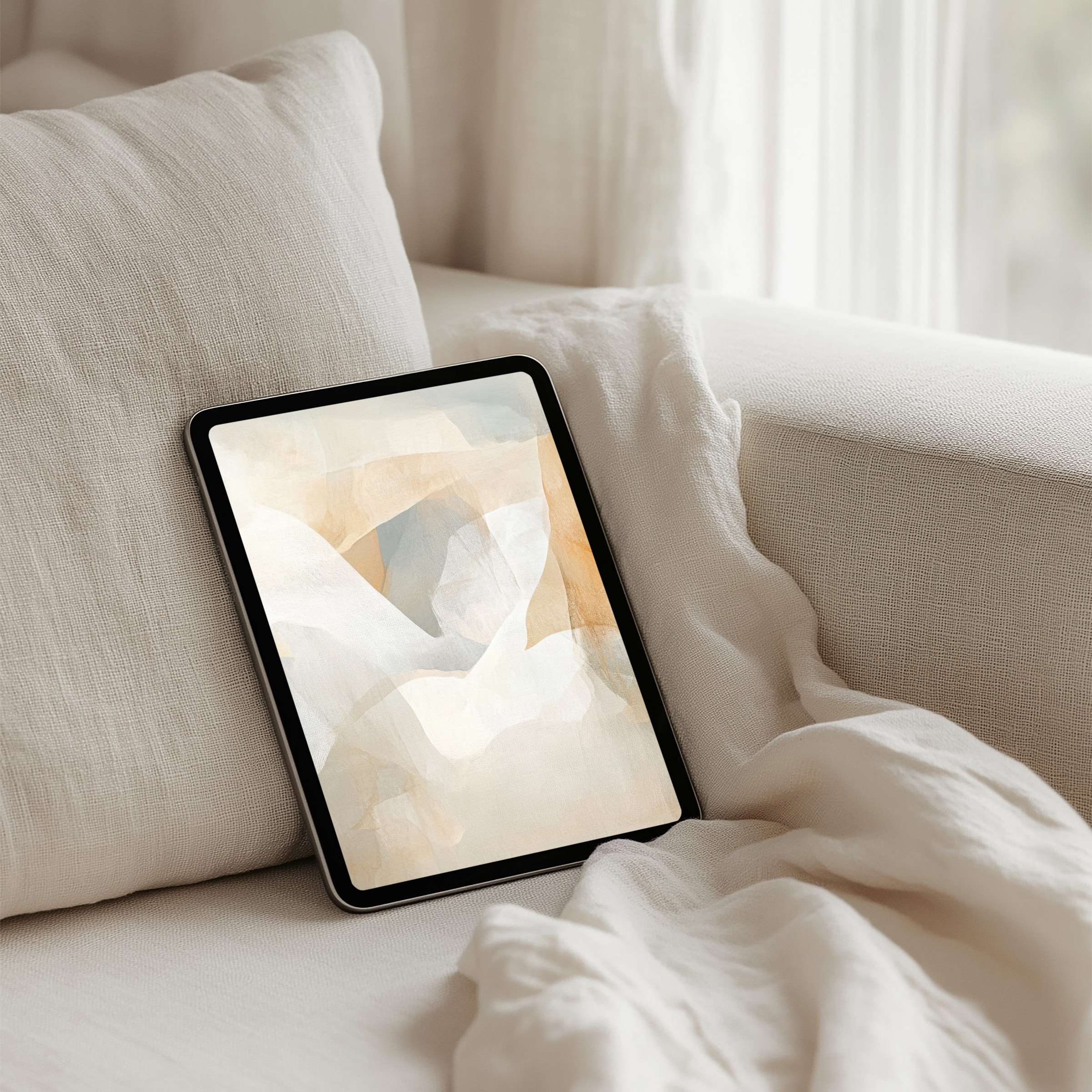 Serene abstract iPad background for instant download on tablet brings calm elegance to your device, perfect for mindful aesthetics