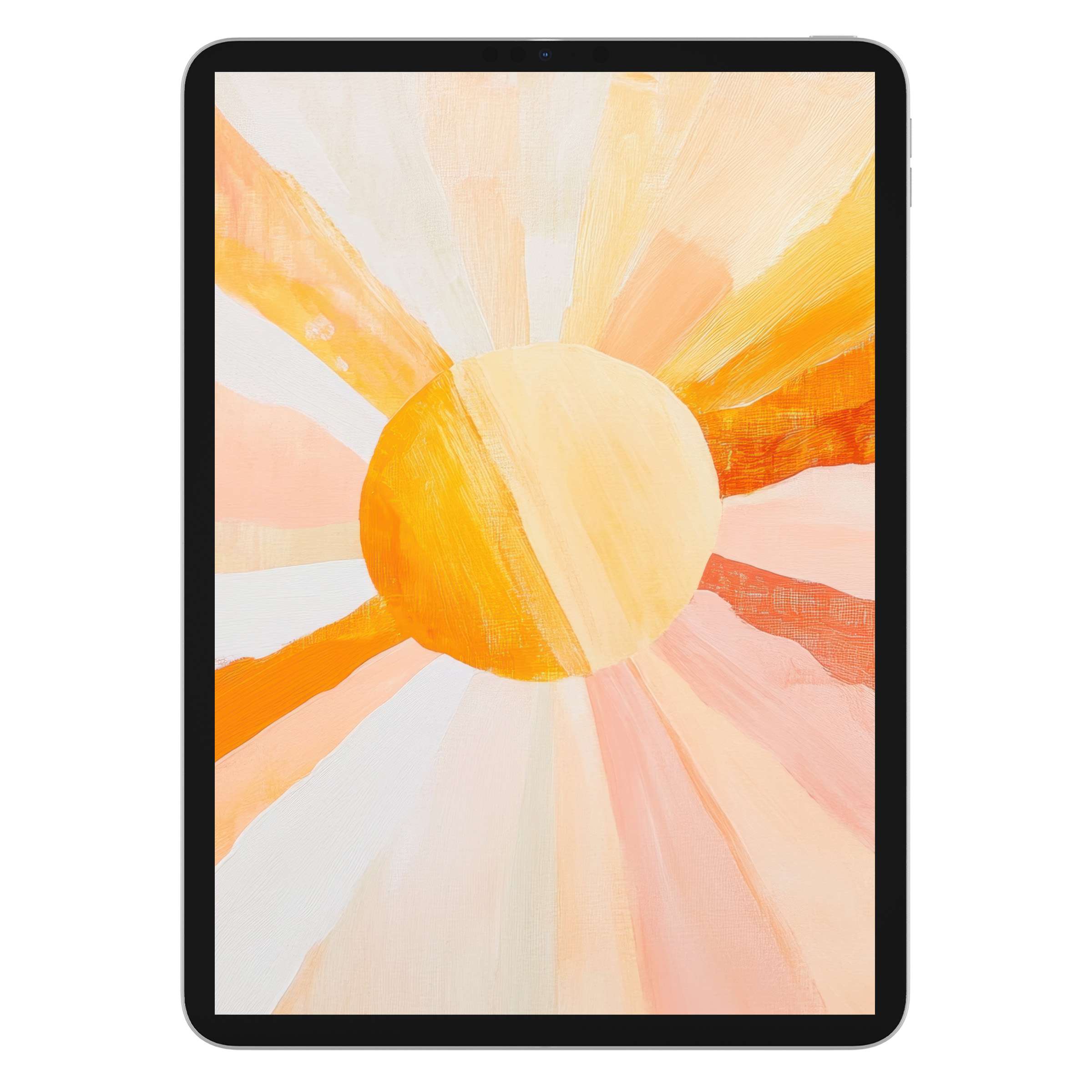 Boho iPad wallpaper with warm sunburst hues offers a serene digital download background for tablets, enhancing aesthetic tranquility