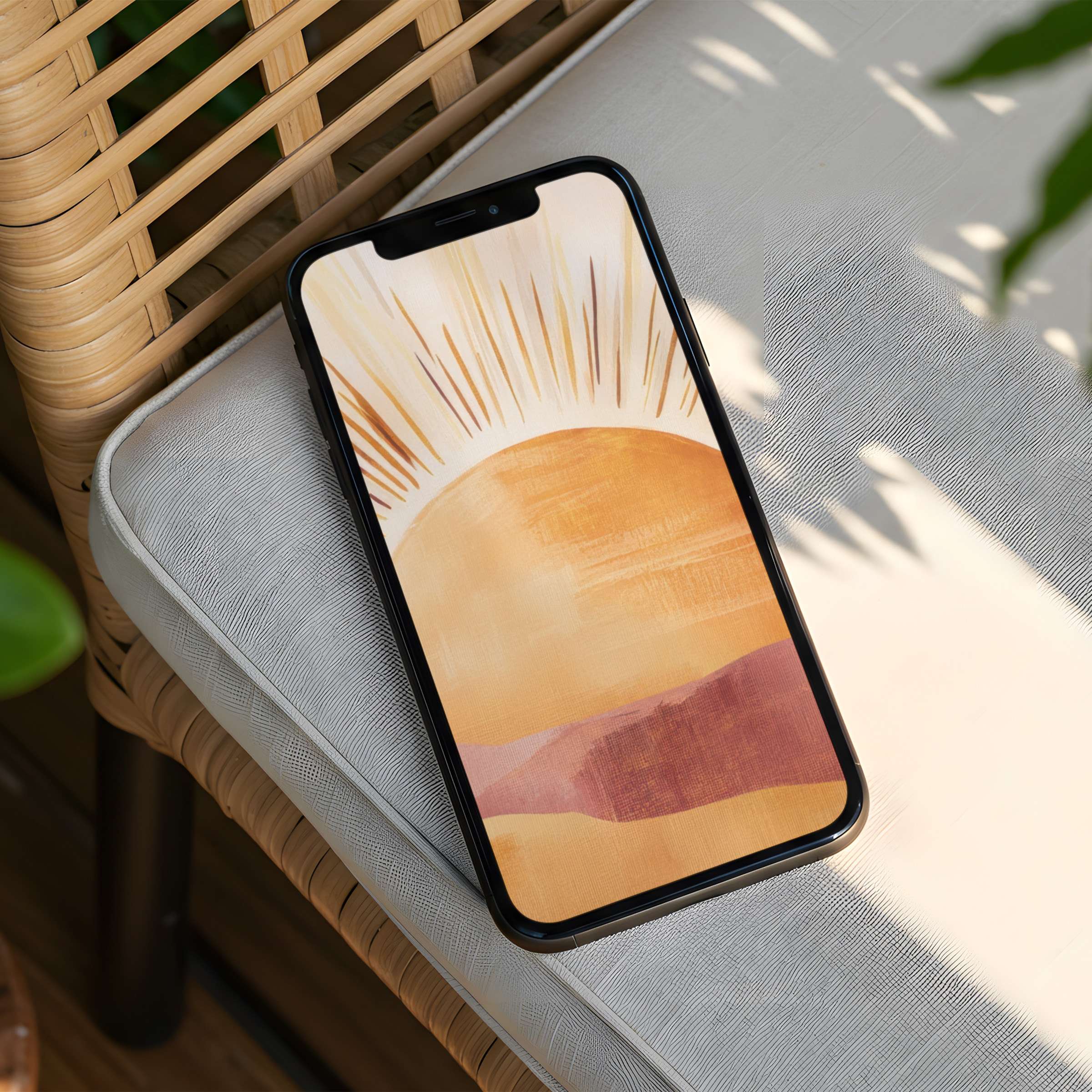 Warm sunburst design iPhone background for instant download brings calm elegance to your phone with mindfulness and inspiration