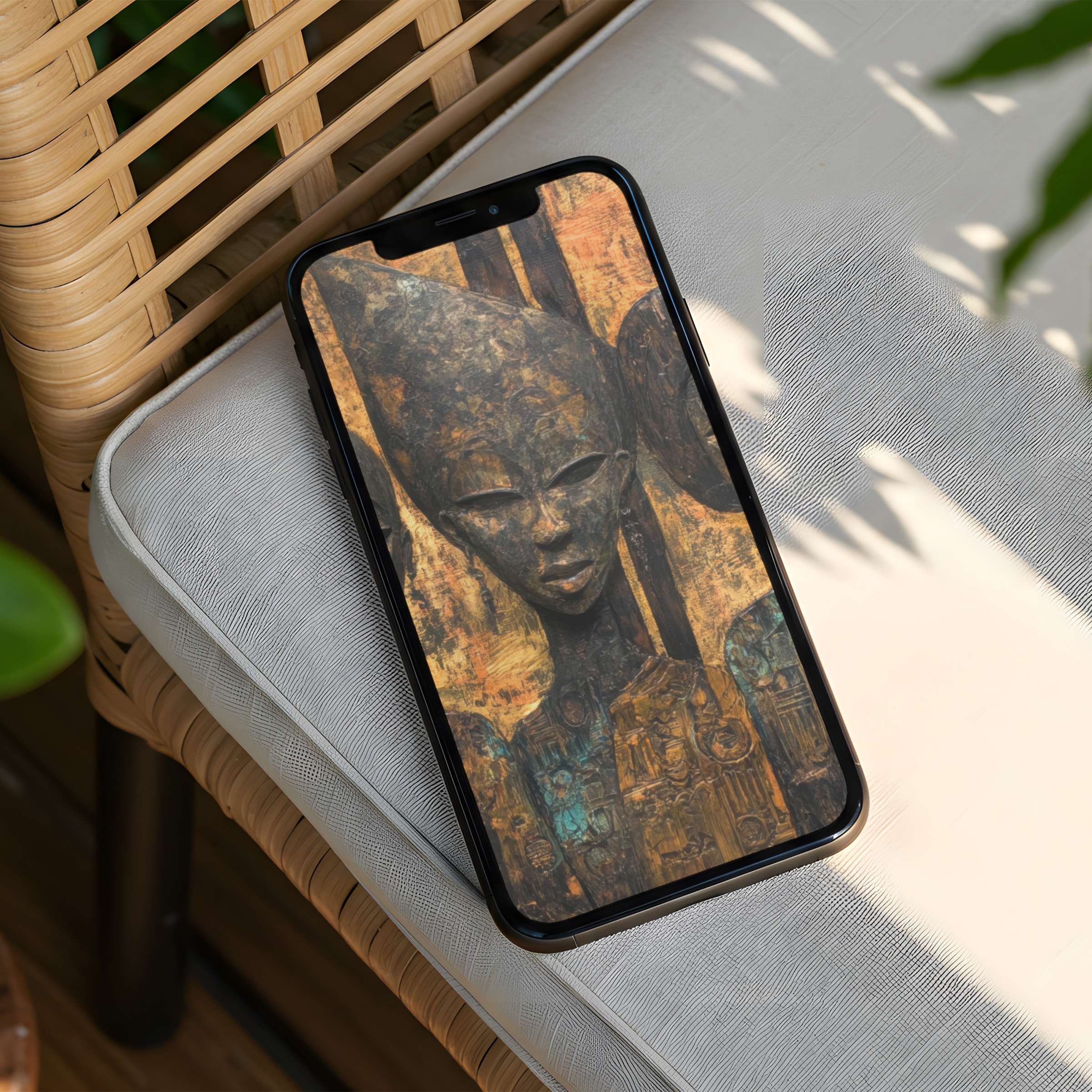 Rustic art with earthy tones enhances your phone's elegance and calm with this iPhone background instant download