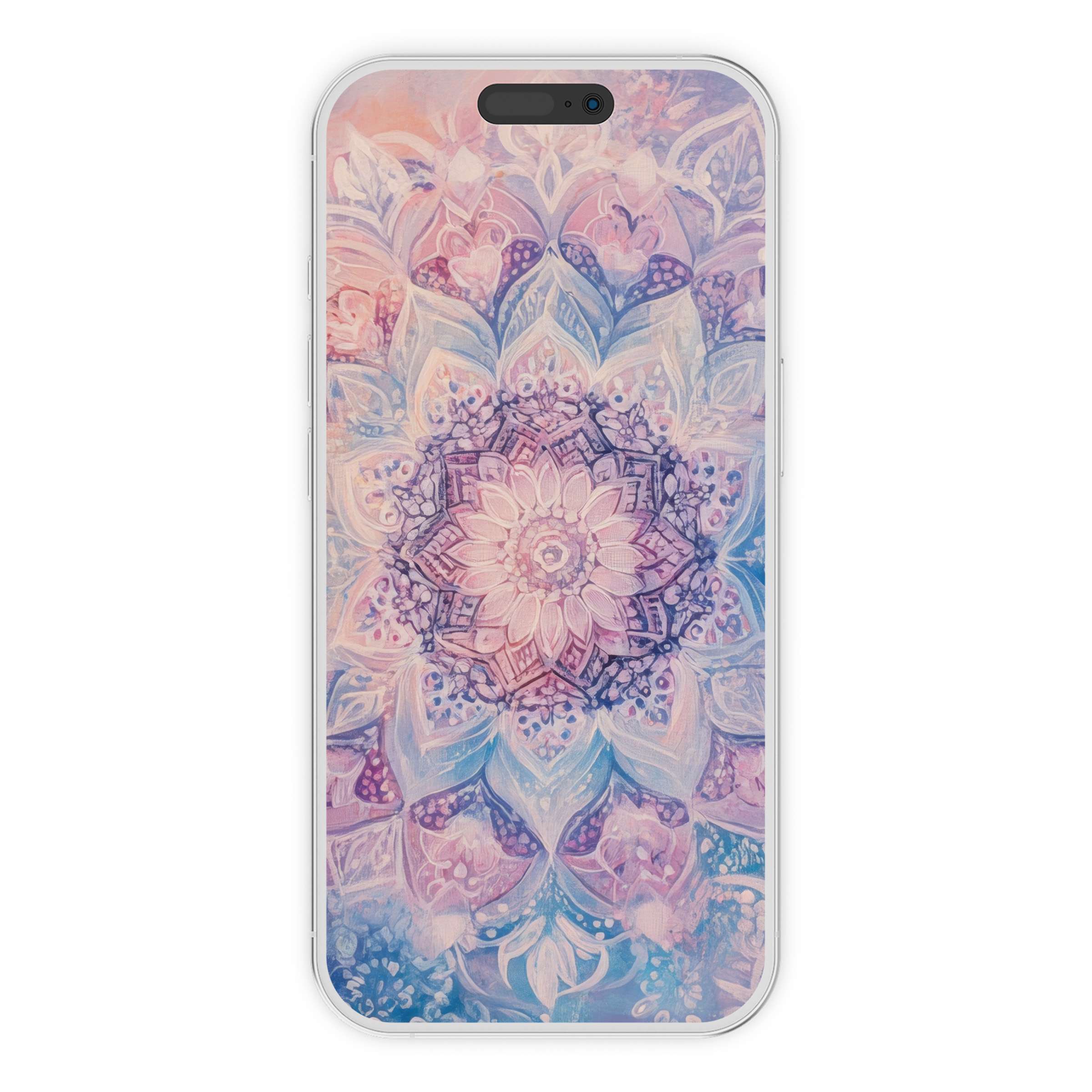 Elegant boho iPhone wallpaper with soft pastel mandala design evokes tranquility in a digital download for phone background use