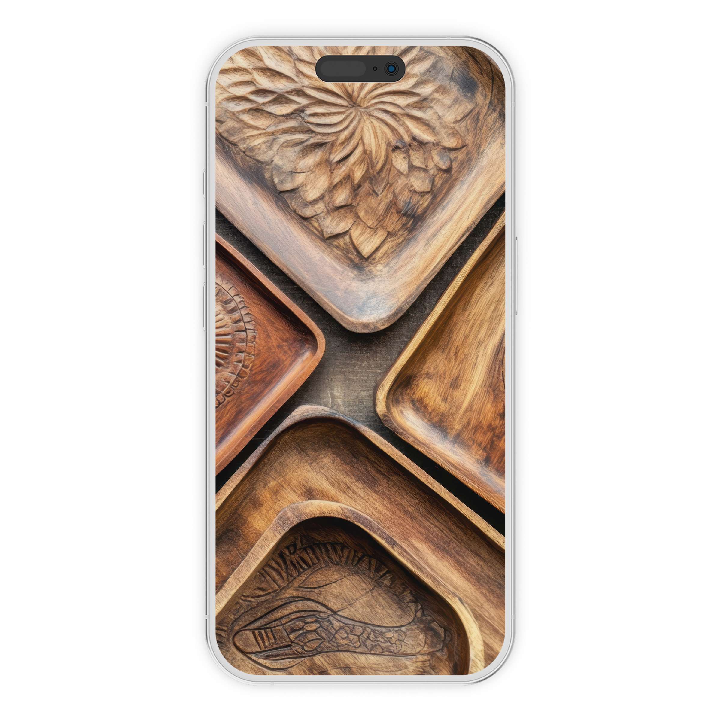 Boho iPhone wallpaper with elegant carved wood texture offers a calm digital download for phone background, suiting any device