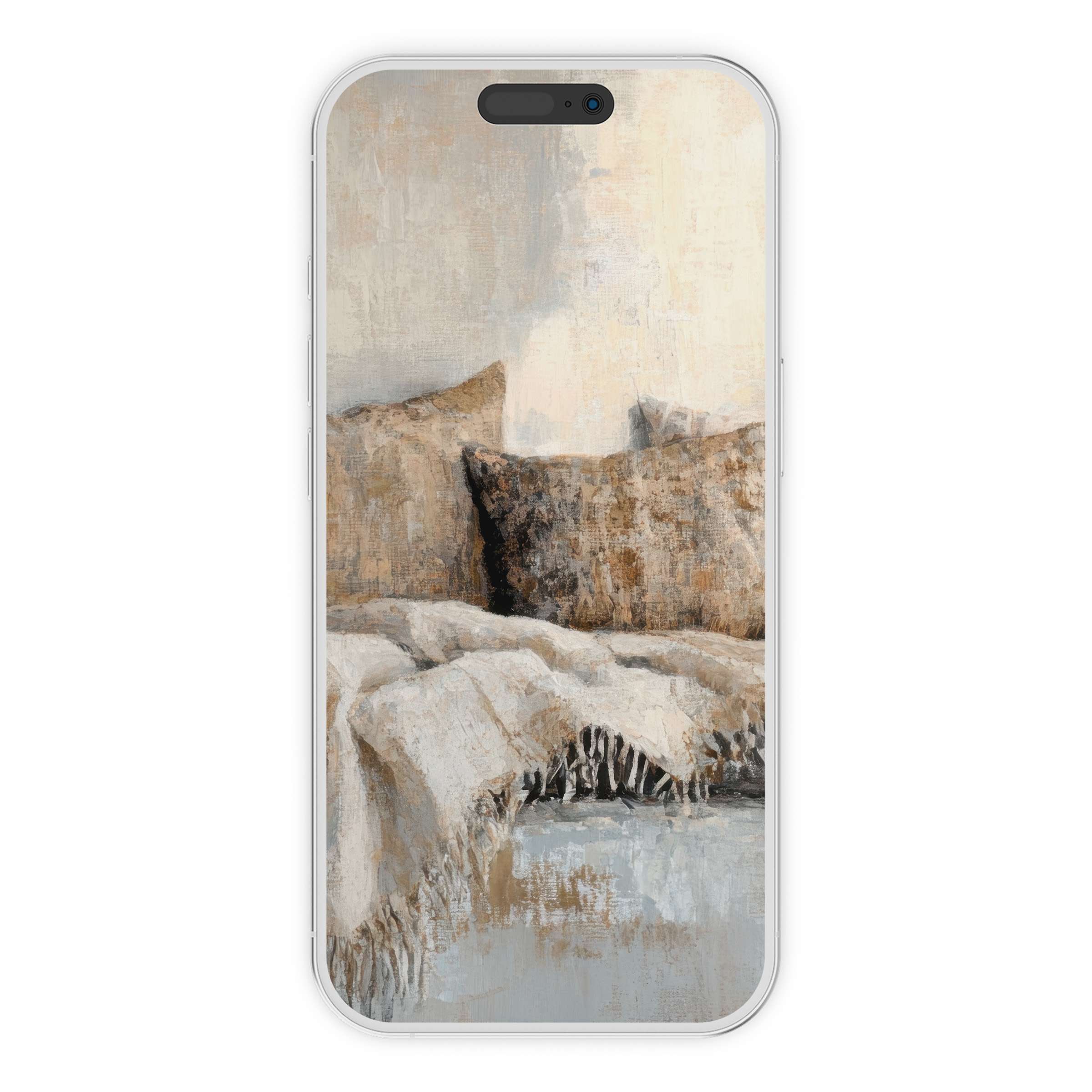 Cozy boho iPhone wallpaper in warm beige tones offers a calming background for your phone with this digital download option