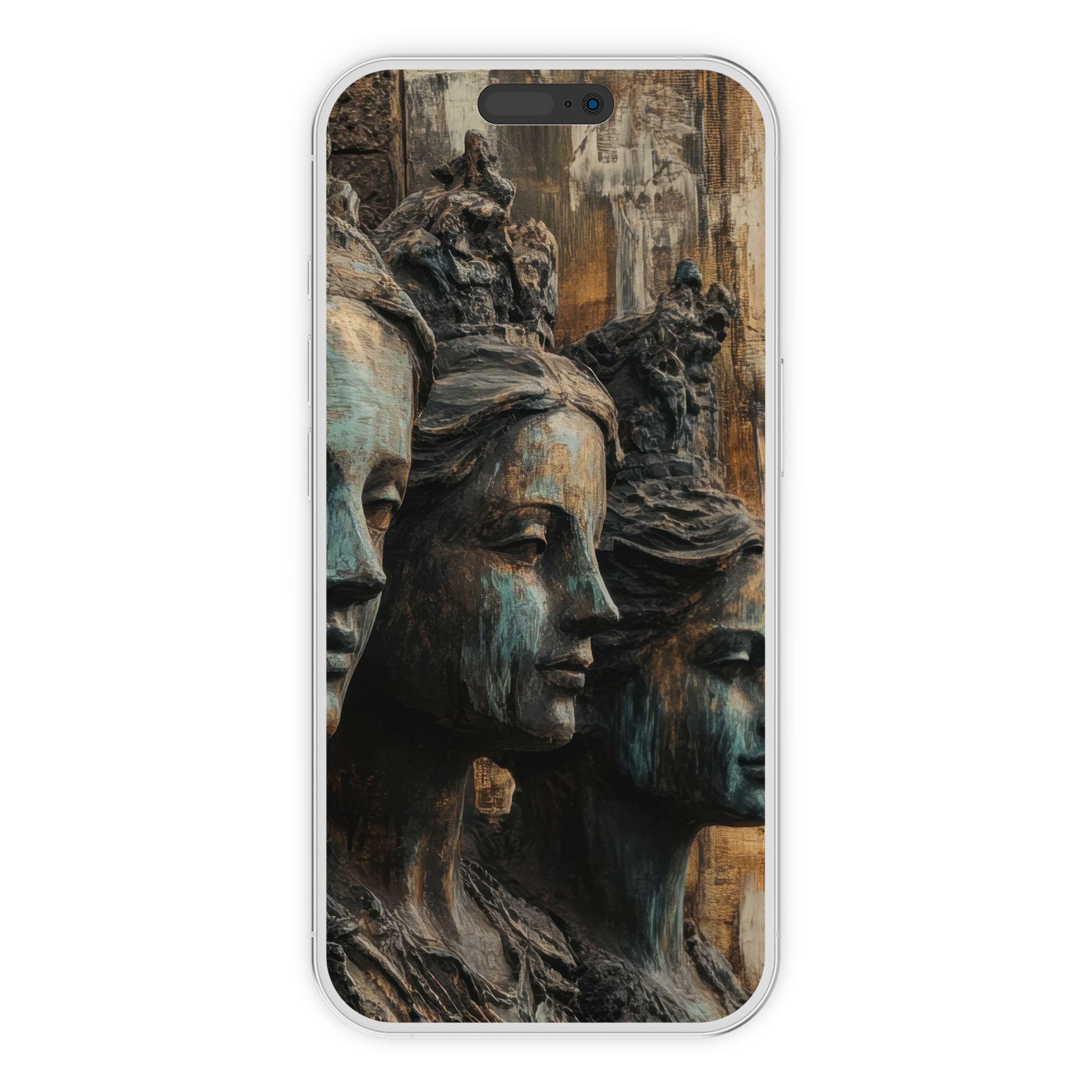 Elegant boho iPhone wallpaper featuring rustic statue textures in earthy tones evokes calm and artistry digital download for phone background