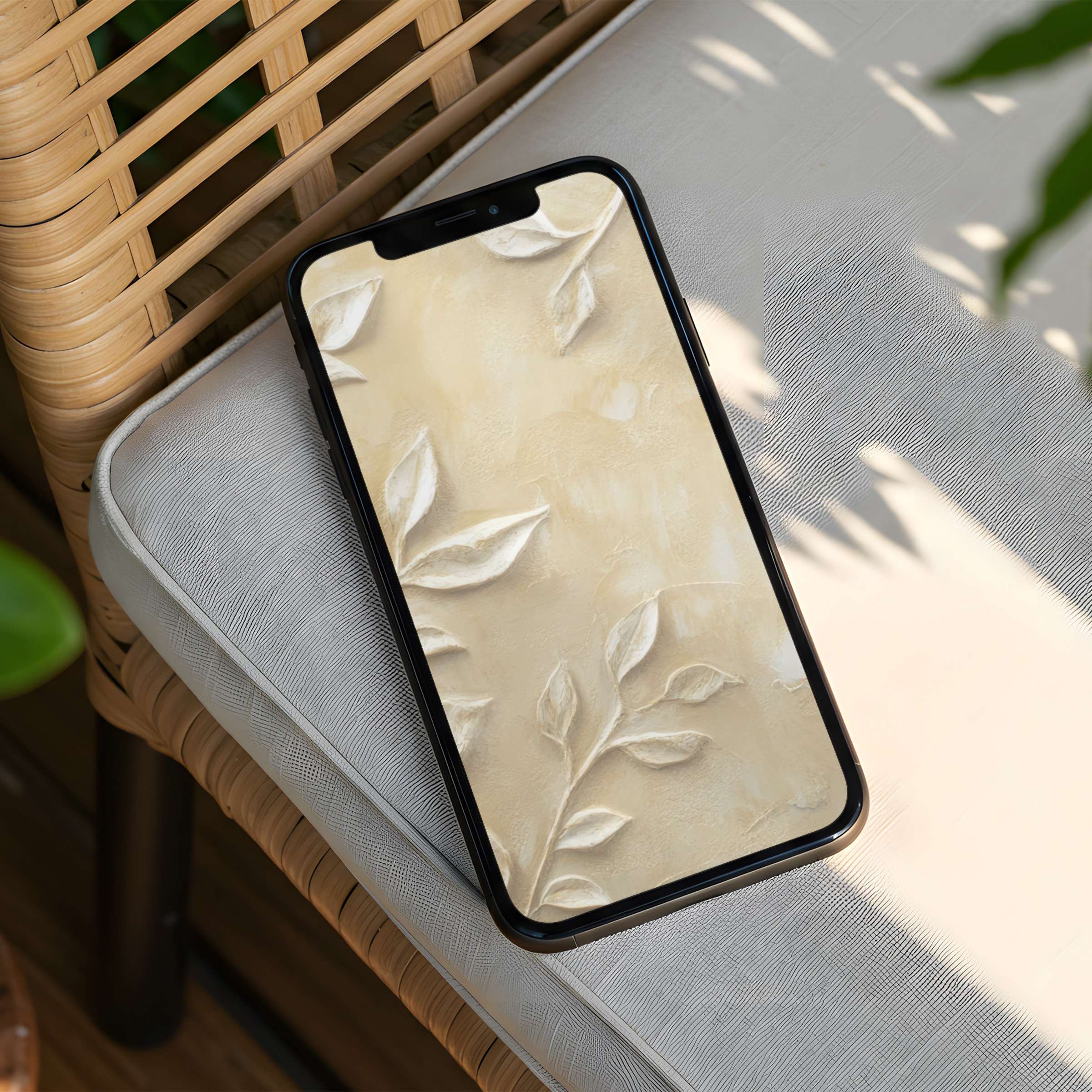 Elegant leaf texture iPhone background offers instant download for phone users seeking calm, mindfulness, and aesthetic inspiration