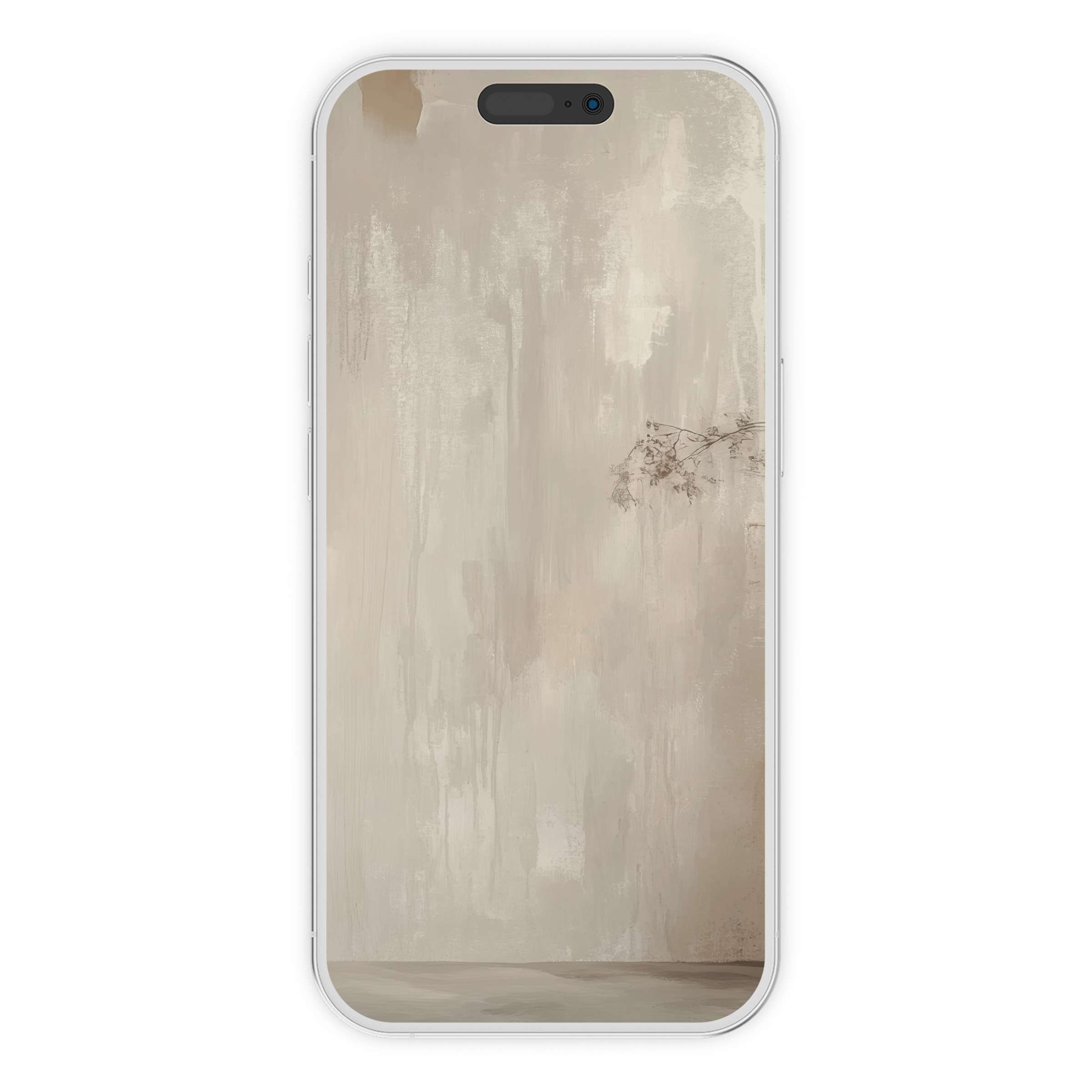 Elegant boho iPhone wallpaper with soft neutral tones and delicate floral touch, perfect digital download for serene phone background