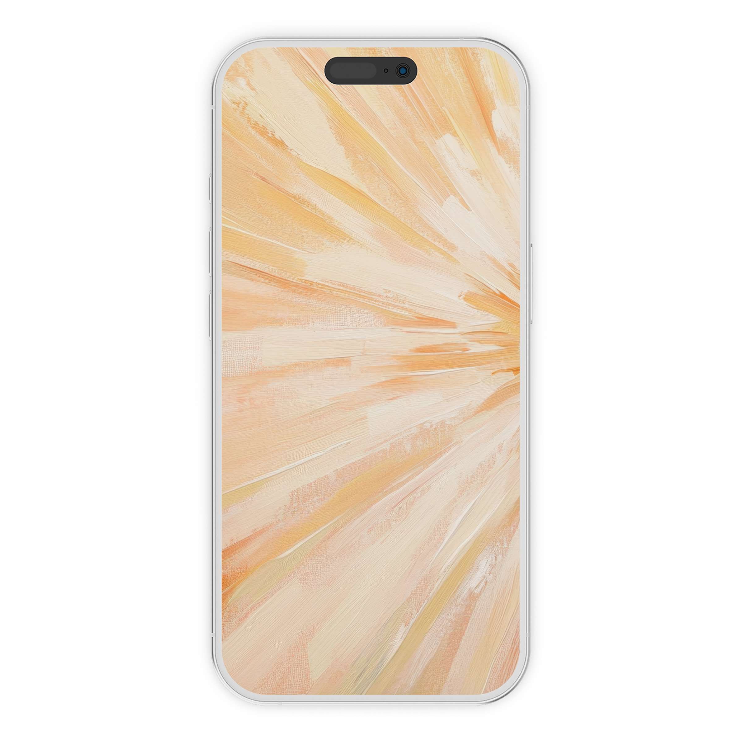 Serene boho iPhone wallpaper with abstract sunburst in warm peach tones, perfect phone background as a digital download for all devices