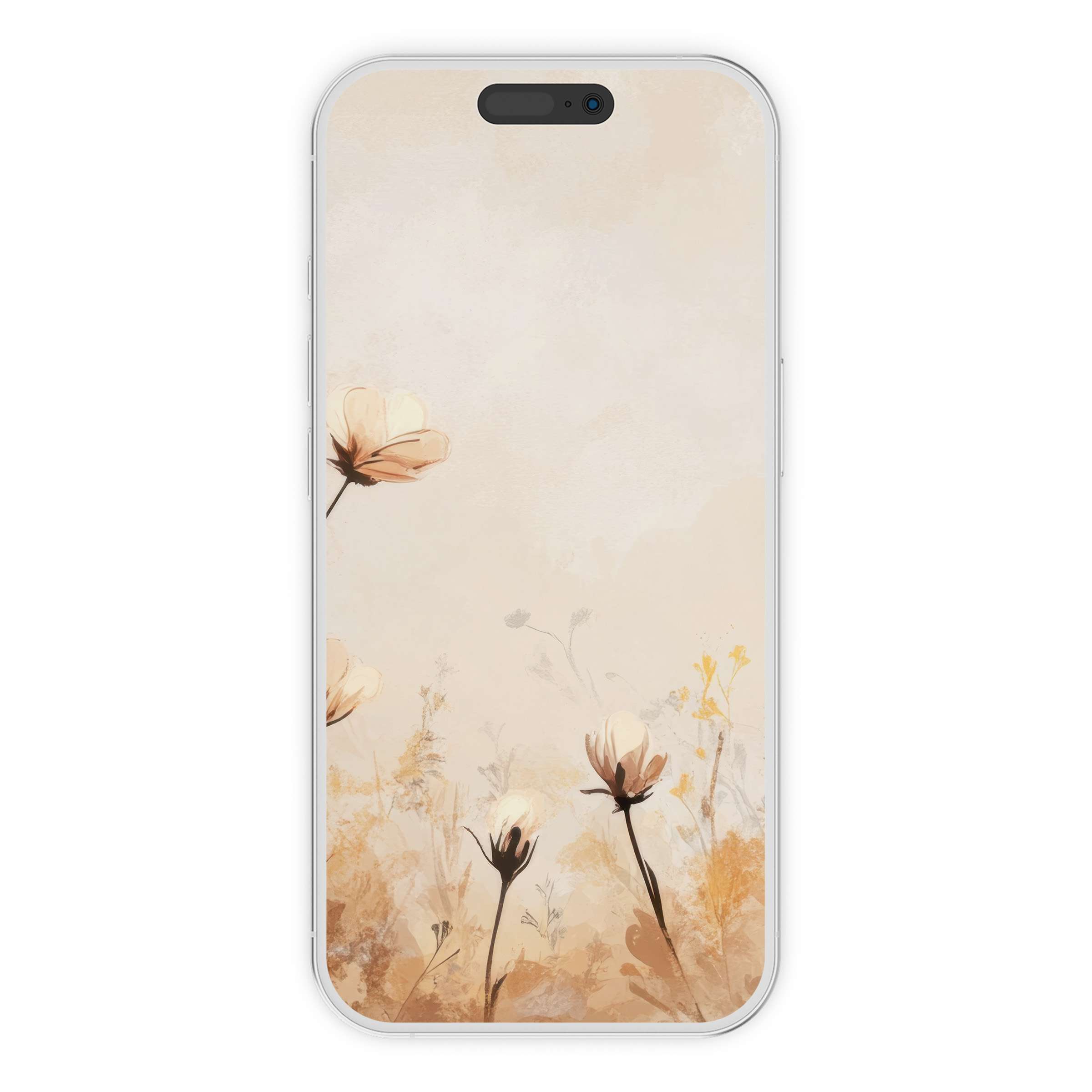 Elegant boho iPhone wallpaper with pastel florals offers a serene phone background digital download for a soothing artistic vibe
