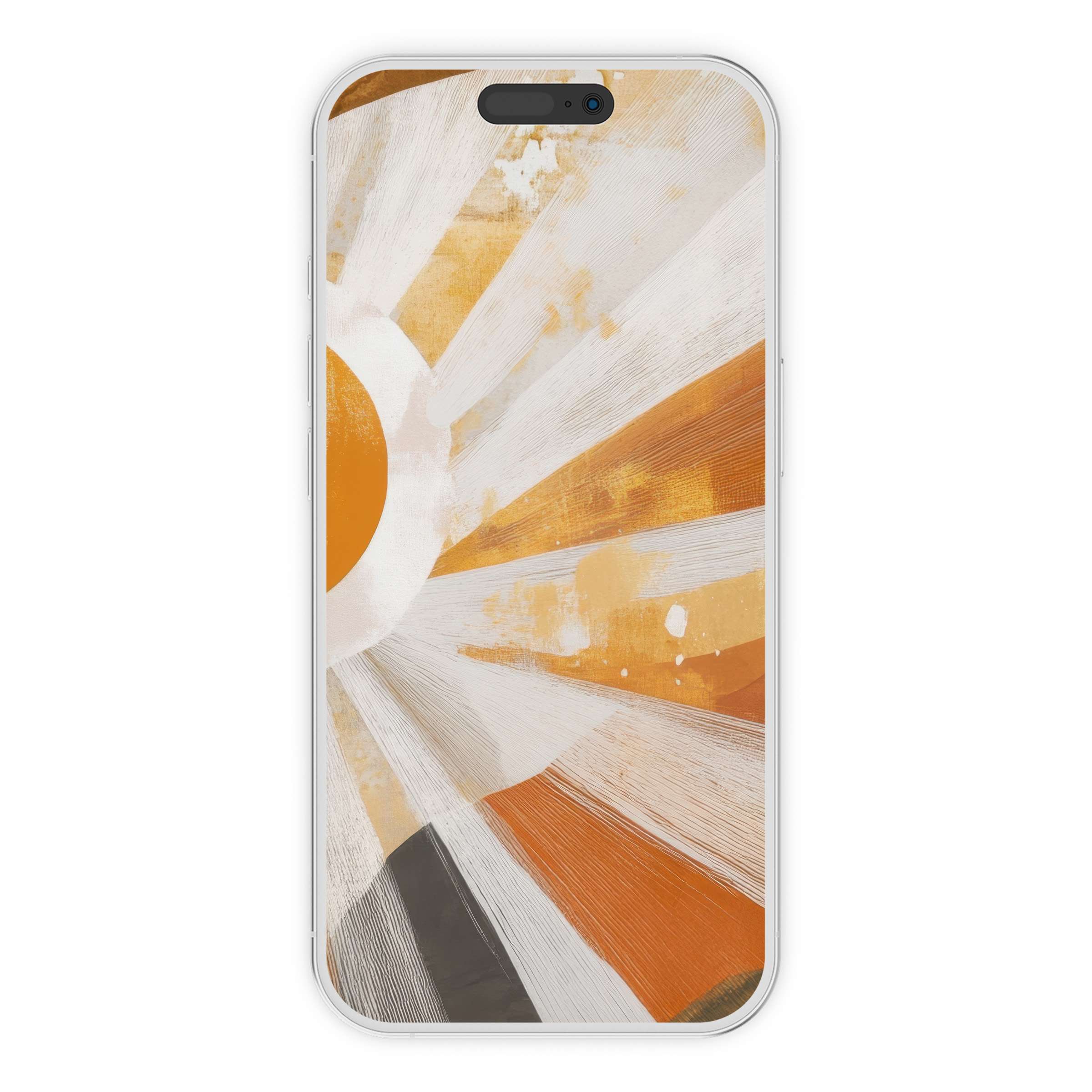Boho iPhone wallpaper features sunburst in earthy tones for a serene phone background digital download perfect for all devices