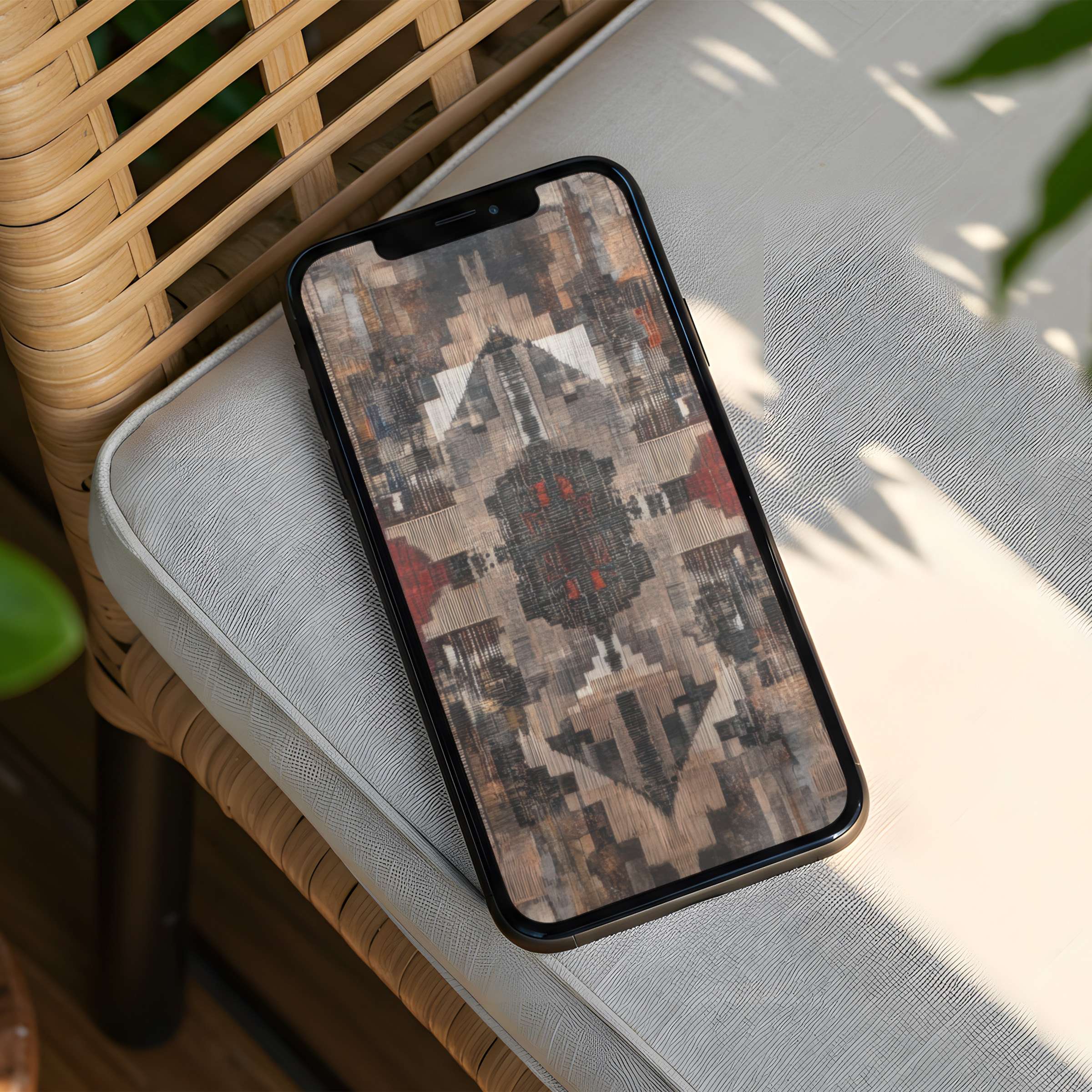 Elegant iPhone background with earthy tones and geometric design inspiring calm on your phone instant download for mindful style