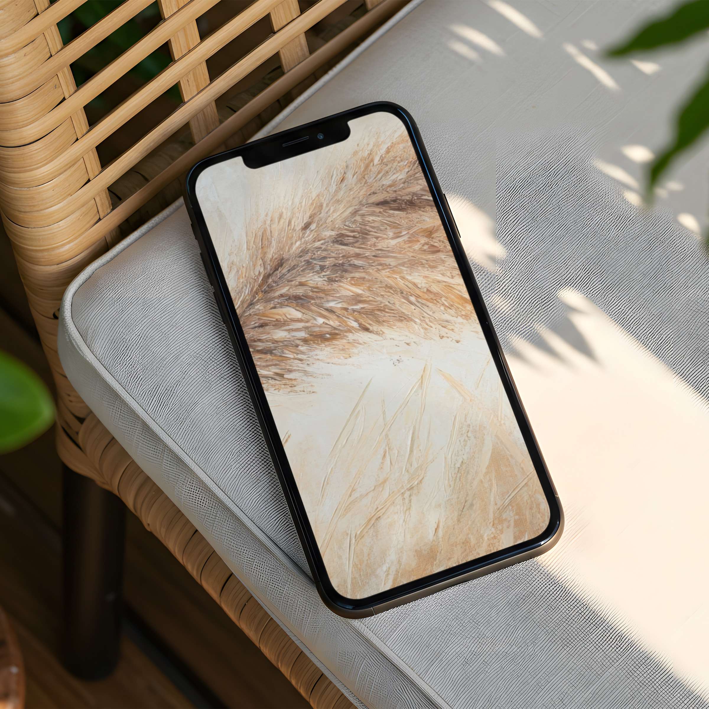 Elegant iPhone background featuring calming beige and brown abstract art for instant download to enhance your phone's style and mindfulness