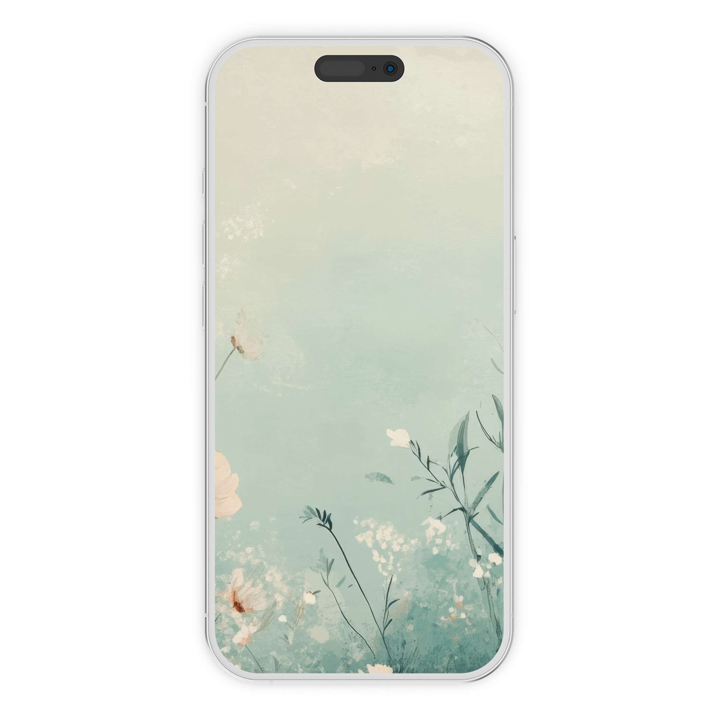 Boho iPhone wallpaper with serene floral design in soft pastels, perfect phone background digital download for calming aesthetics