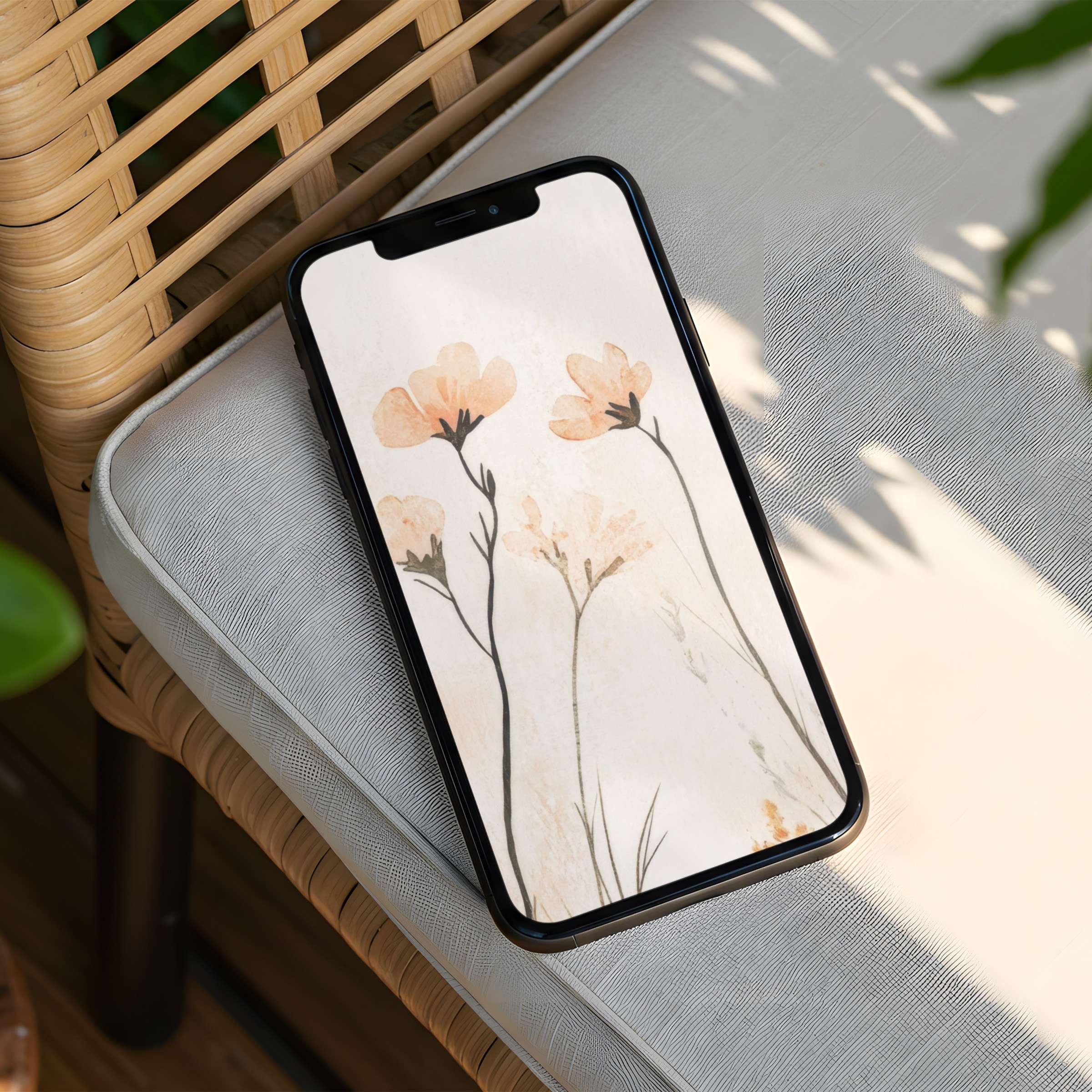 Elegant floral iPhone background in soft pastels offers calm inspiration and mindfulness instant download for any phone user