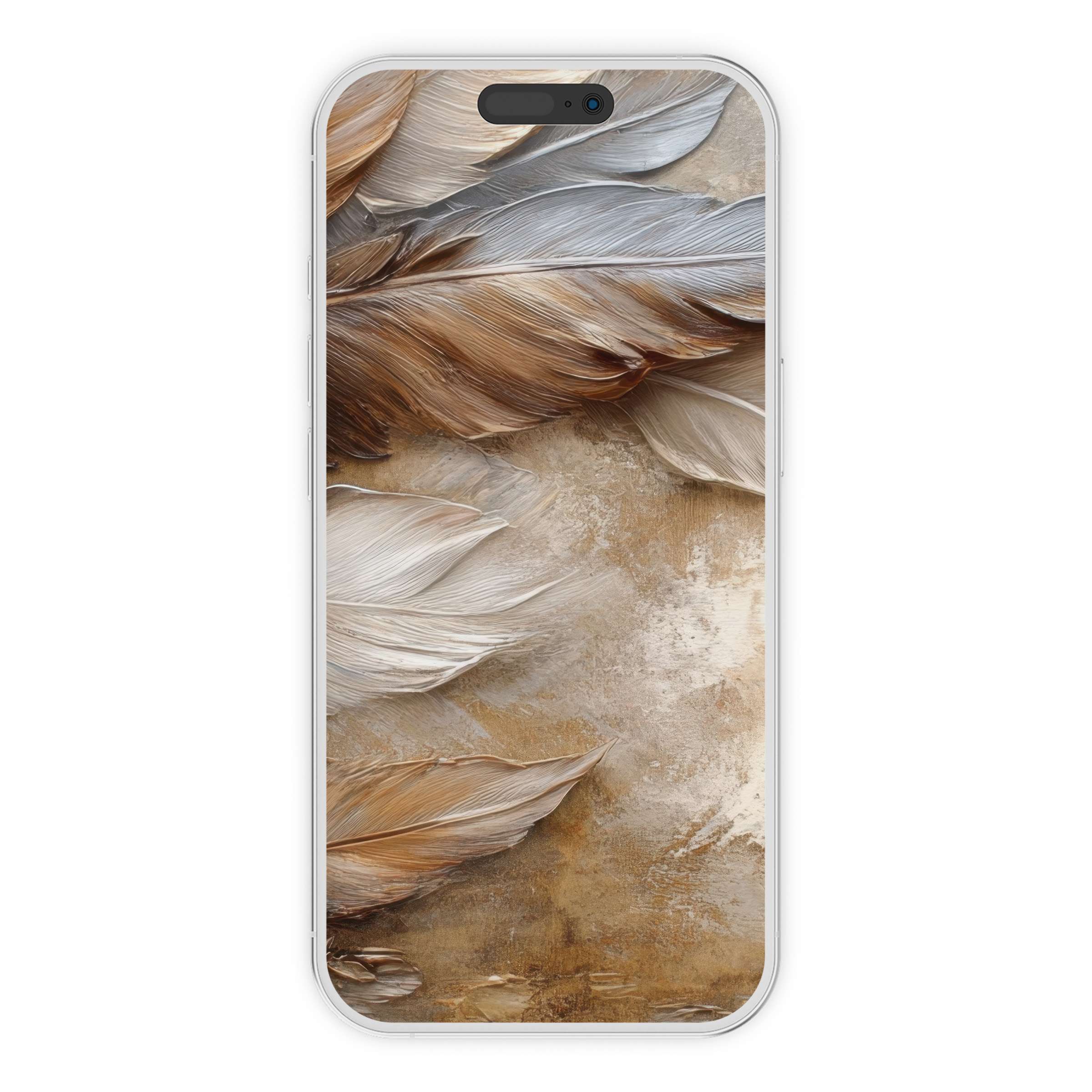 Boho iPhone wallpaper with soft earthy tones and feather textures offers an elegant digital download for soothing phone backgrounds