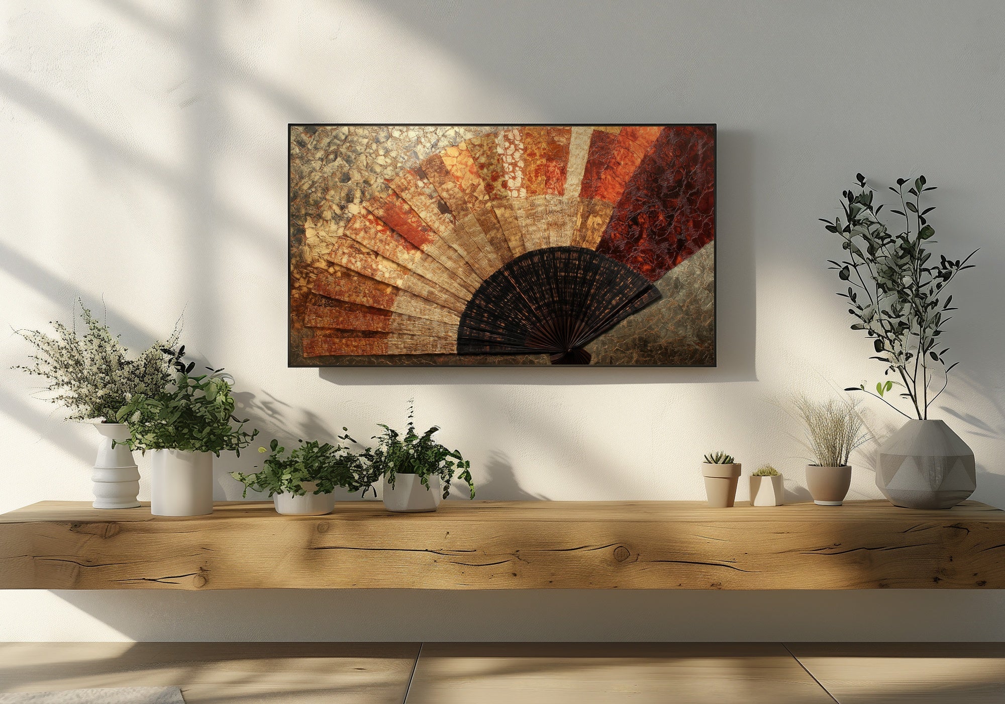 Boho Frame TV Art featuring vibrant woven textures and rich, earthy tones - a colorful digital artwork for Samsung Frame TV that brings warmth, creativity, and eclectic charm to modern bohemian interiors